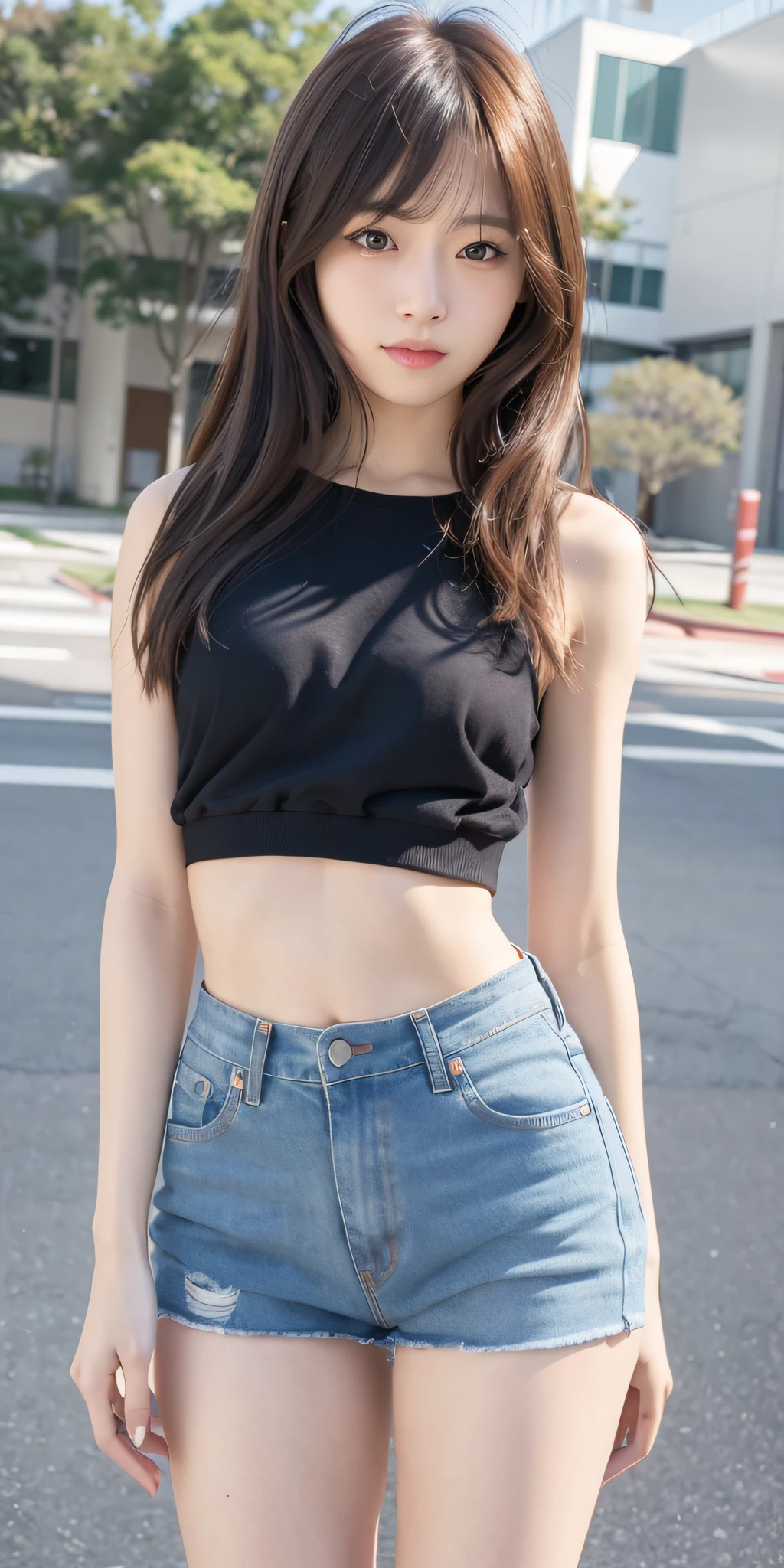 mix4, 20d, Solo, long_hair, Nanase Nishino, Haruka Kaki, Parker, Jeans, (8K, RAW photography, best quality, masterpiece:1.2), (Realistic, Photorealistic:1.37), Professional Lighting, Photon Mapping, Radiosity, Physically Based Rendering