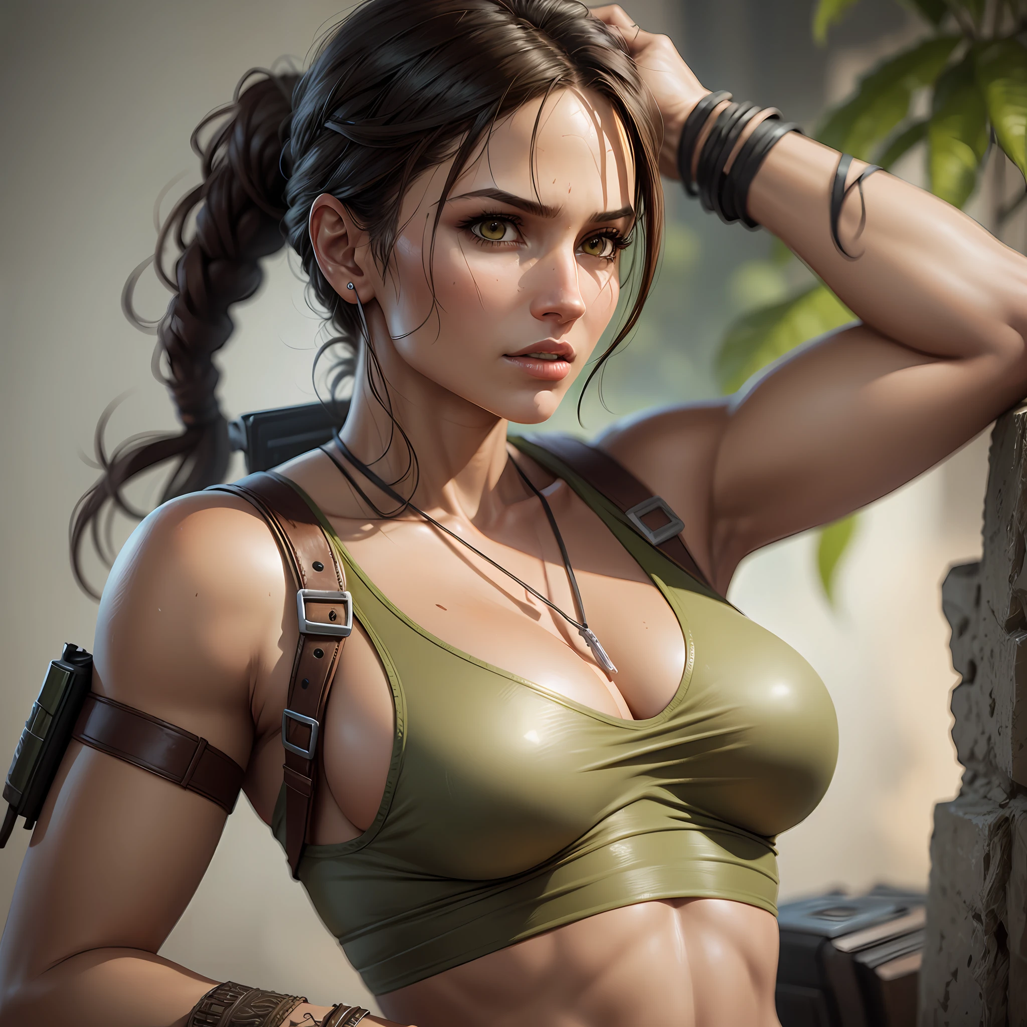 Lara Croft, ultra realistic, intricate details --auto --s2