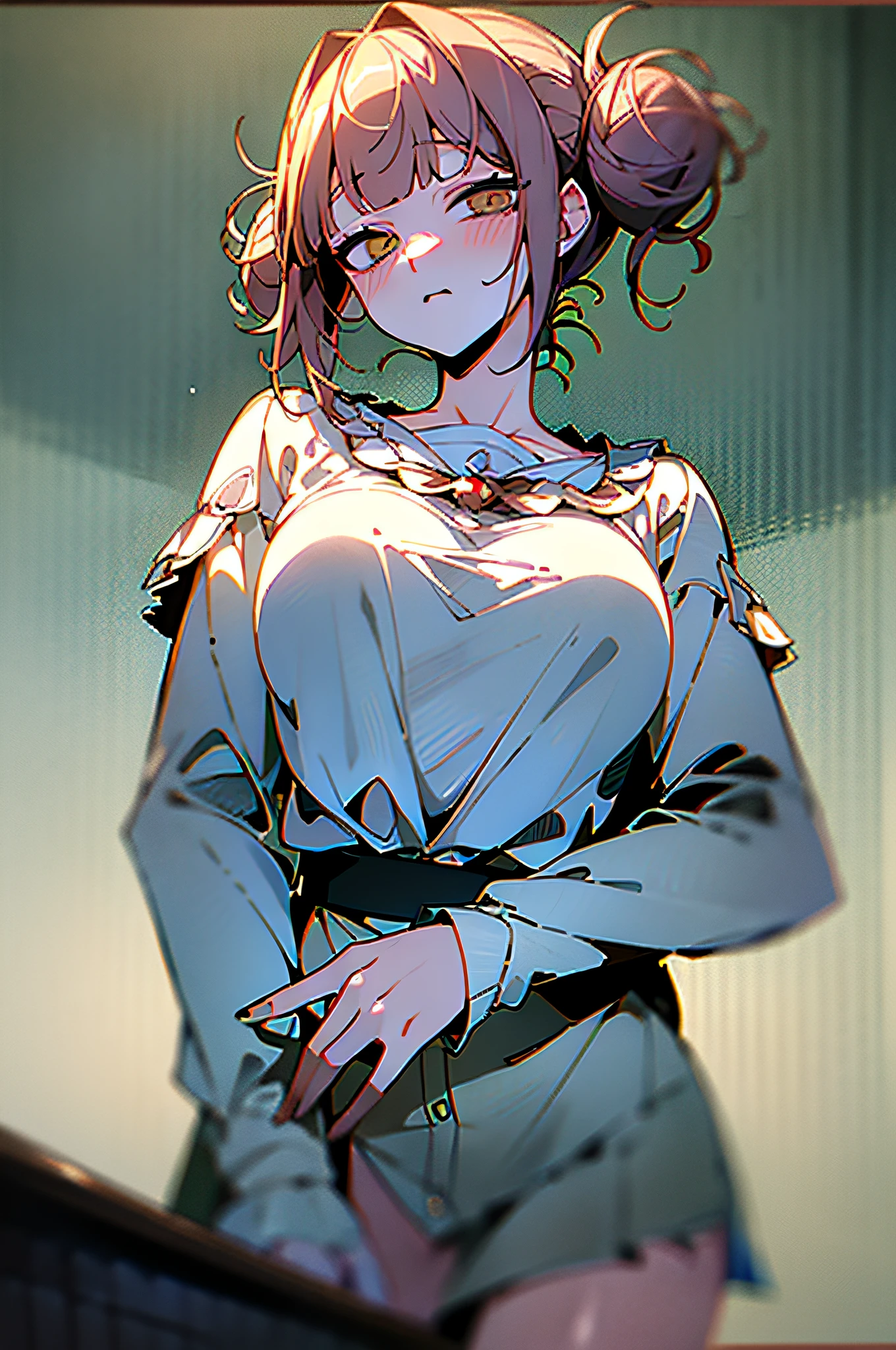 solo, stand in the kitchen, a girl, white shirt, milk falls on the chest area of the shirt, (delicate illustration:1.4), (renaissance art:1.4), (masterpiece:1.0), (best quality:1.4), (ultra highres:1.2), (photorealistic:1.4), (8k, RAW photo:1.2), (soft focus:1.4), (18yo:1.3), (sharp focus:1.4), detailed beautiful face, wet shirt,