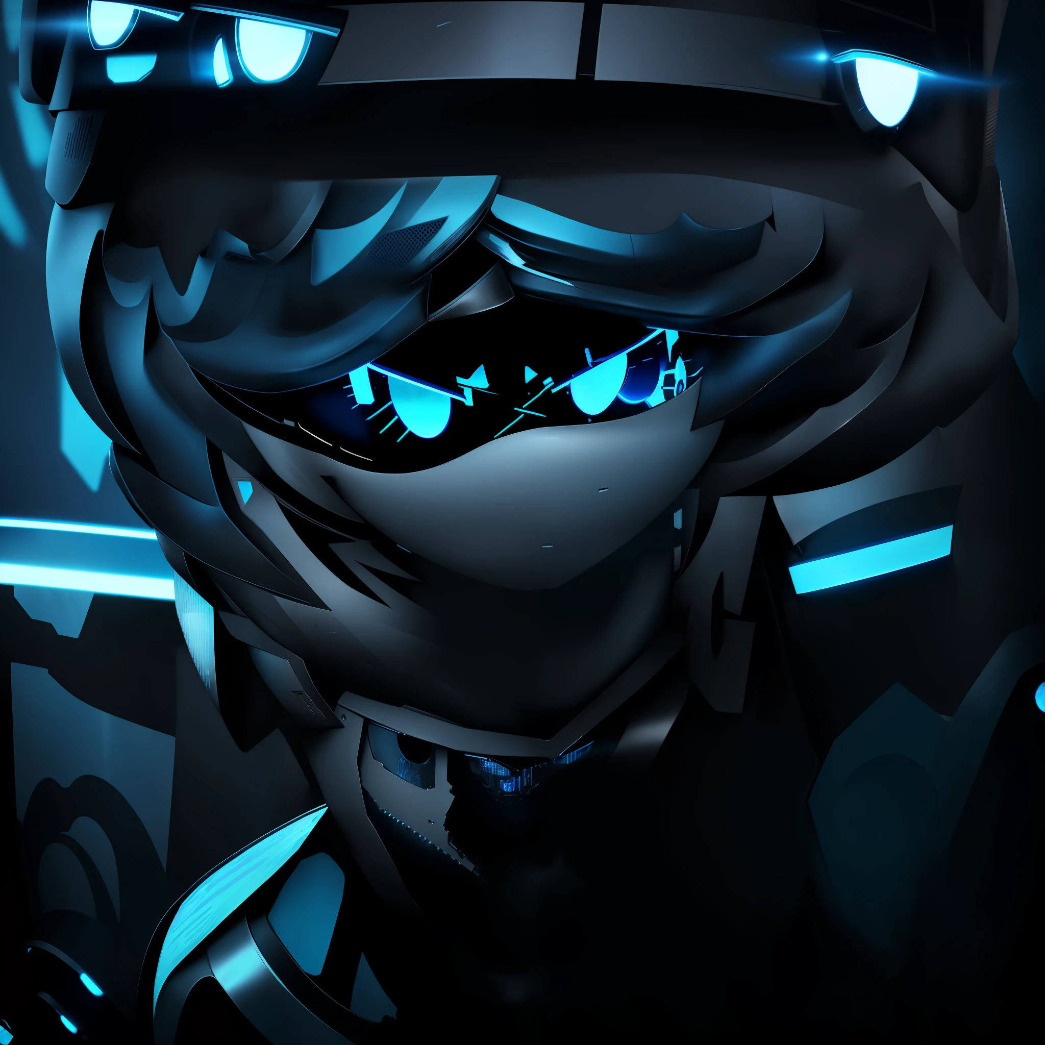glitchproductions, blue eyes, robot, robot joints, black hair, messy hair, black trenchcoat, black pants, outdoors, facing viewer, best quality, (android:1.1), (murderdrone:1.1), serious face, (glowing eyes:1.1), (black trenchcoat:1.1), (blue eyes:1.1), (robot:1.1)