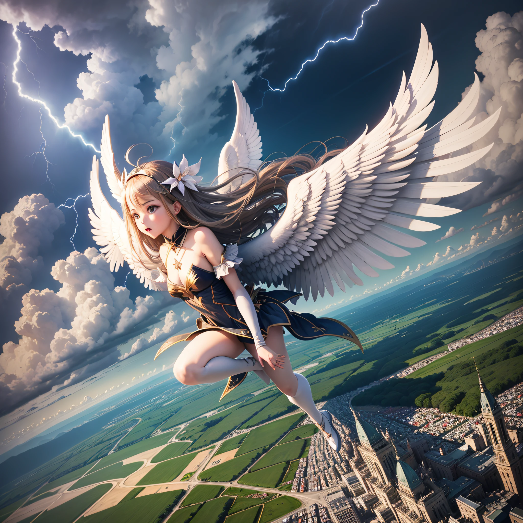 Four-pointed angel flying in the sky of lightning --auto --s2