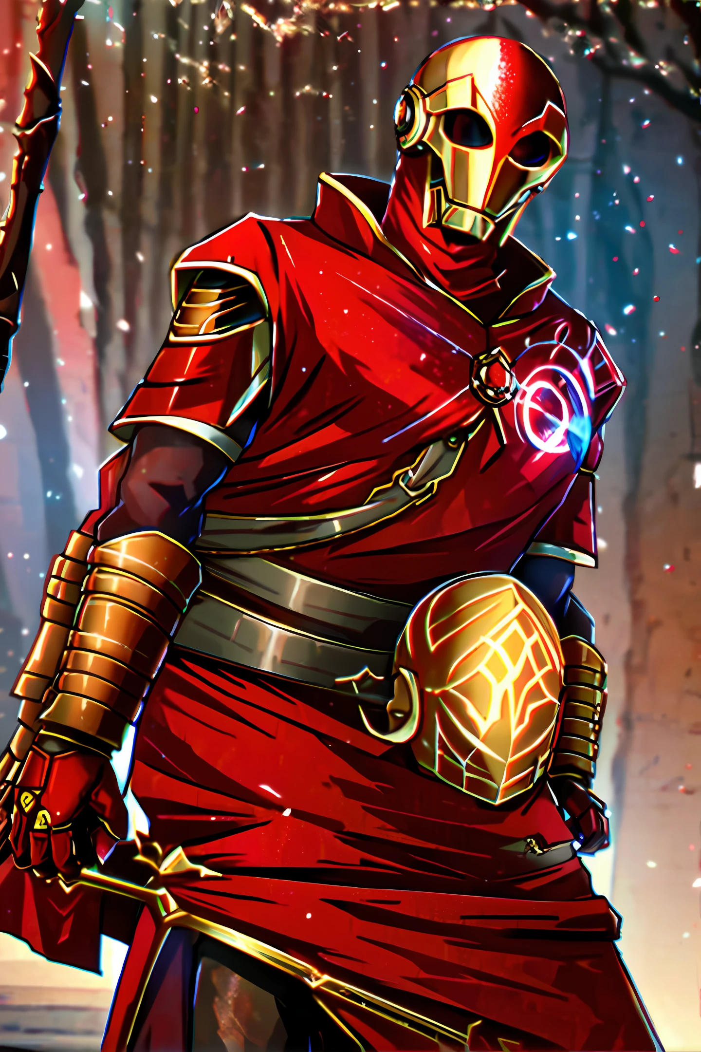 Warforged, cleric, red robe
