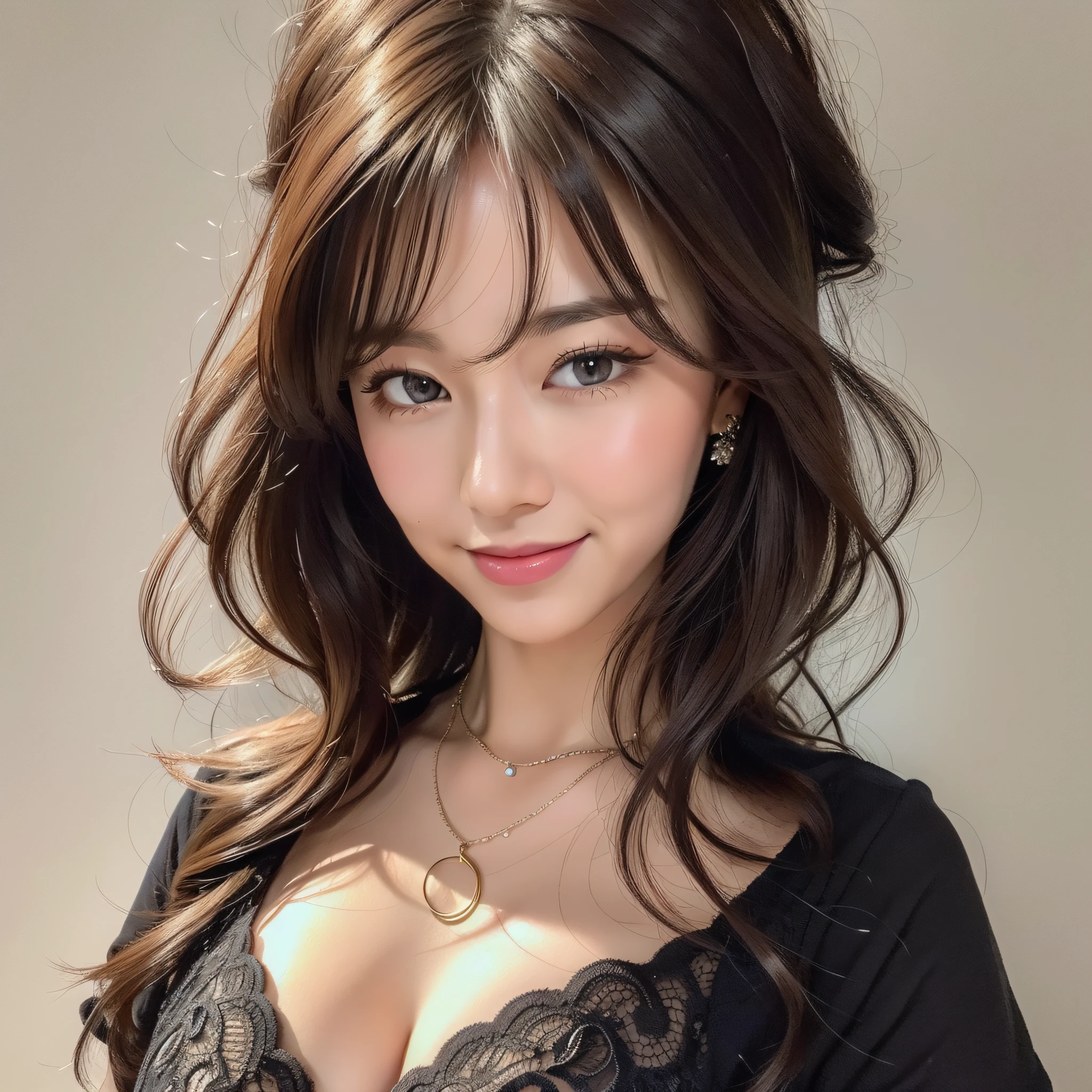 (Best Quality, 8k, 32k, Masterpiece, UHD: 1.2), Pretty Japan Woman Pictures, (Detailed Face: 1.1), Simple Black Suit, Watching Viewer, Upper Body, Necklace, Dress Shirt, Smiling, Mini Skirt, 1 Girl, Full Body, Watching Viewer, (Sexy Woman: 1.6), (Beauty Face: 1.9), (Detailed Face: 1.6), (Detailed Bright Eyes: 1.5), (Eyelashes: 1.4 ), (Smile: 1.6), (Detailed hair), (Cleavage), (Big: 1.5),(Style: 1.4), (Waist Width: 1.6), (Strong and toned abs: 1.4), (Women and muscles: 1.5), (Realistic human skin: 1.6), (Camelto: 1.4), (Detailed eyes), (Detailed facial features),