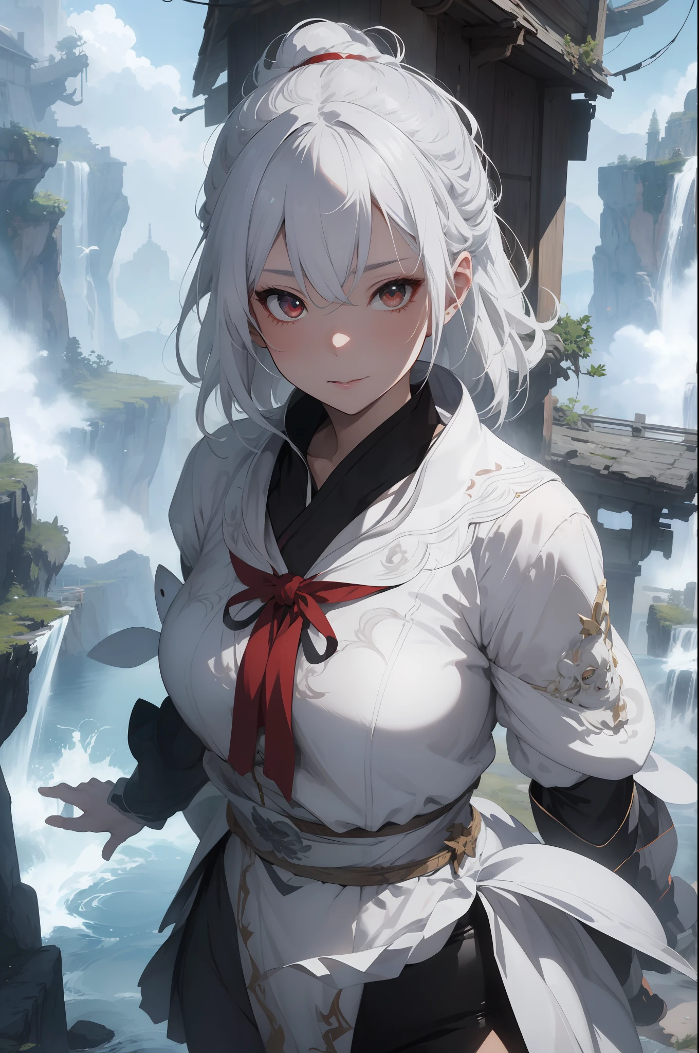 a close up of a woman with white hair and a white mask, beautiful character painting, guweiz, artwork in the style of guweiz, white haired deity, by Yang J, epic exquisite character art, stunning character art, by Fan Qi, by Wuzhun Shifan, guweiz on pixiv artstation