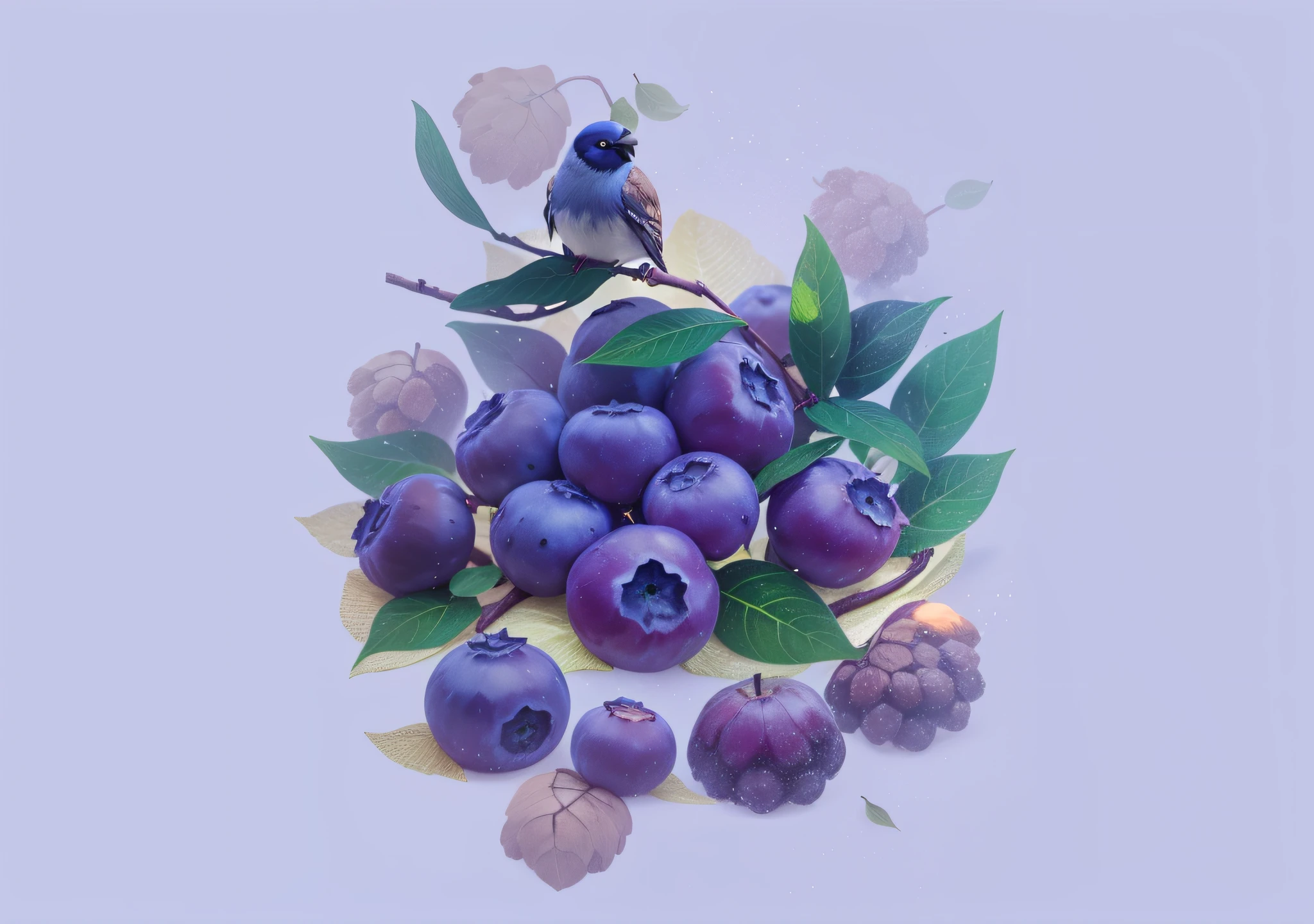 Blueberry bunches, leaves, birds --auto --s2