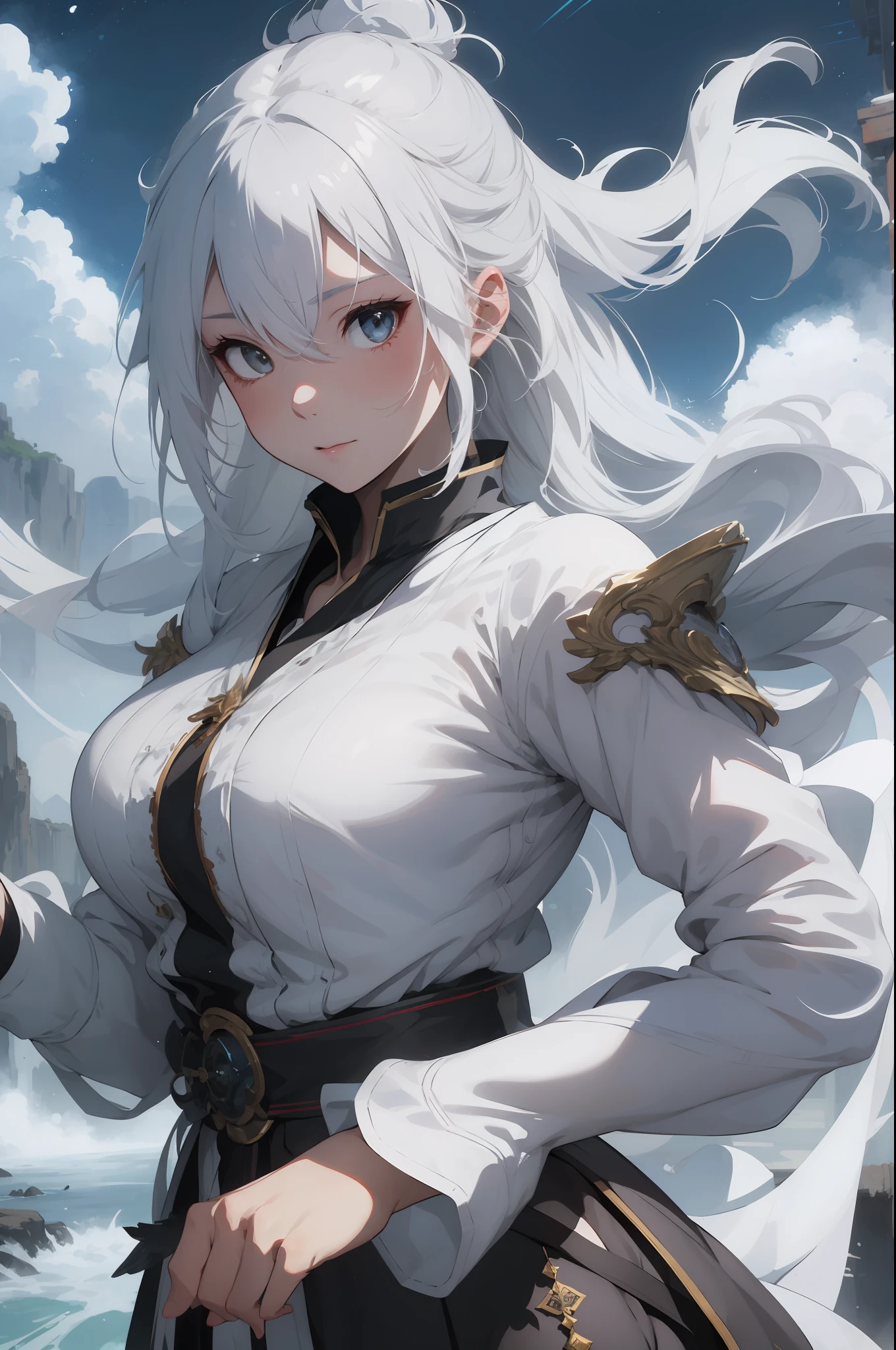 a close up of a woman with white hair and a white mask, beautiful character painting, guweiz, artwork in the style of guweiz, white haired deity, by Yang J, epic exquisite character art, stunning character art, by Fan Qi, by Wuzhun Shifan, guweiz on pixiv artstation