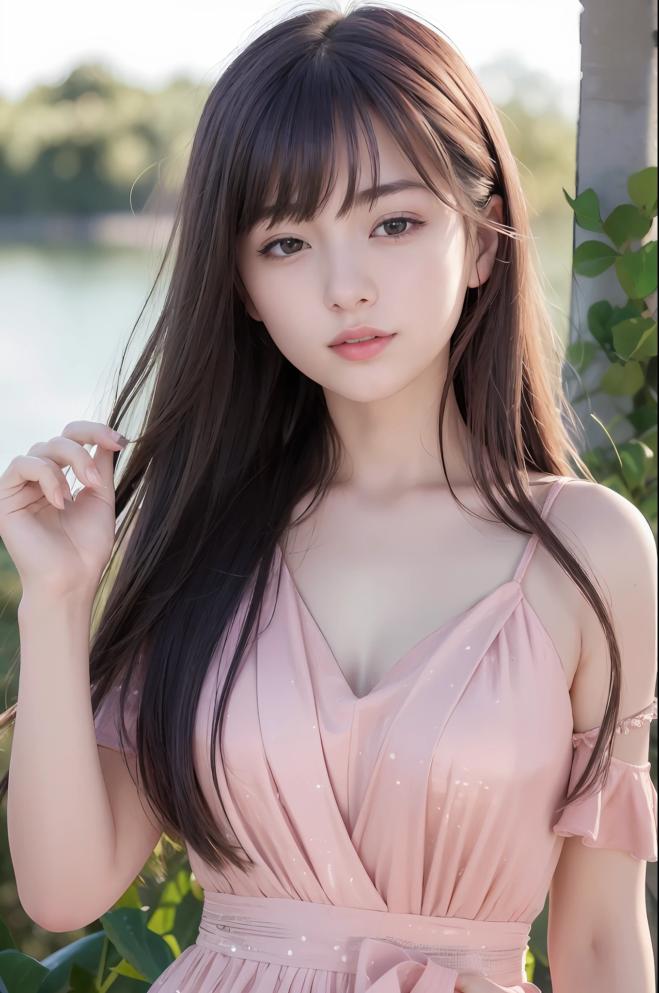 (8K, Top Quality, Masterpiece: 1.2), (Realistic, Photorealistic: 1.37), Super Detail, One Girl, Beauty, Cute, Solo, (Redness of the Nose), (Smile: 1.15), (Mouth Closed) Big, Beautiful Eyes, (Long Hair: 1.2), Floating Hair Novafrog style, upper body