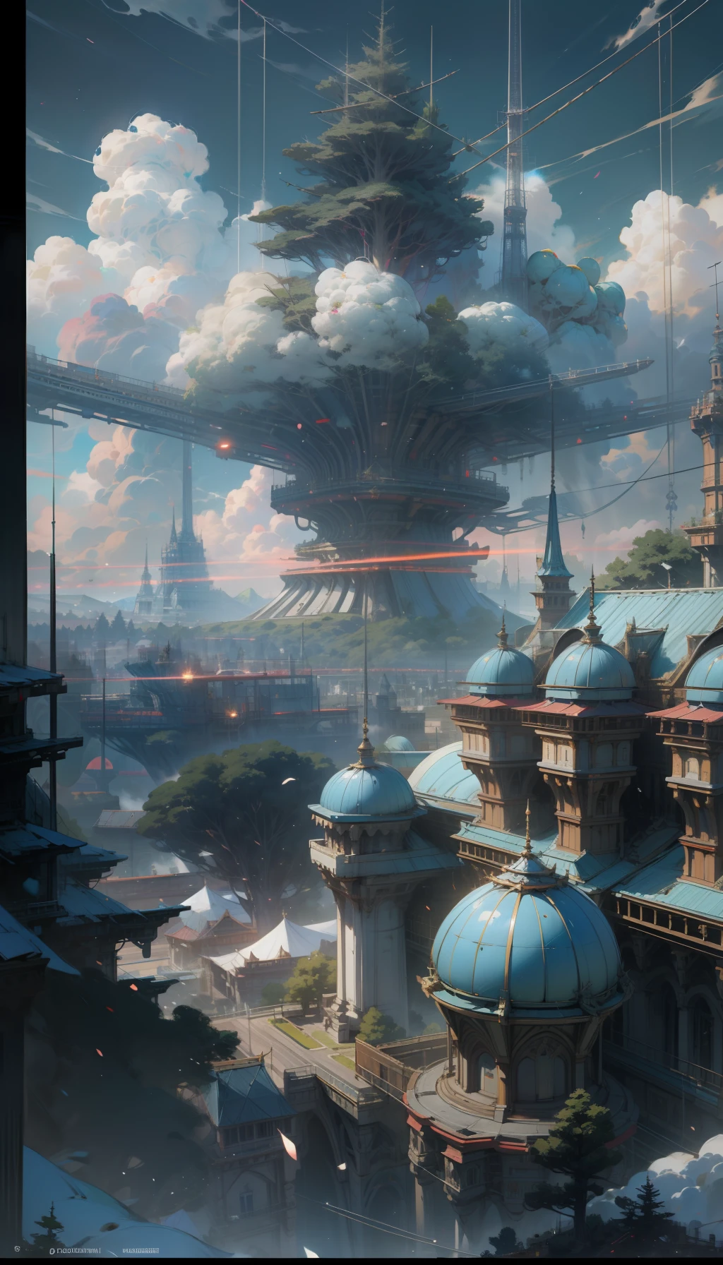 Sky, Clouds, holding_weapon, no_humans, Glow, giant_ trees , cyberpunk_Architecture, "sky, cloud, glowing, big trees , building, cybernetic _trees, tree_mech, sci-fi, cityscape, realistic, mechanical" Science Fiction, Cities, Rendered in Octane, hyper realistic, 8k, epic composition, cinematic, octane render, artstation landscape vista photography by Carr Clifton & Galen Rowell, 16K resolution, Landscape veduta photo by Dustin Lefevre & tdraw, 8k resolution, detailed landscape painting by Ivan Shishkin, DeviantArt, Flickr, rendered in Enscape, Miyazaki, Nausicaa Ghibli, Breath of The Wild,,trending in artstation, cgsociety, 8k post-processing highly detailed,Junji Murakami, Mucha Klimt, Sharandula, Hiroshi Yoshida, Tom Bagshaw, Ross Tran, Artgerm,Craig Mullins,dramatic,Junji Murakami, moody lighting rendered by octane engine,characters 8K symmetrical arstation, cape,cinematic lighting, intricate details, 8k detail post processing, hyperealistic, octane rend, Zdzisław Beksiński style, ar 2:3 Reality Reality --auto --s2