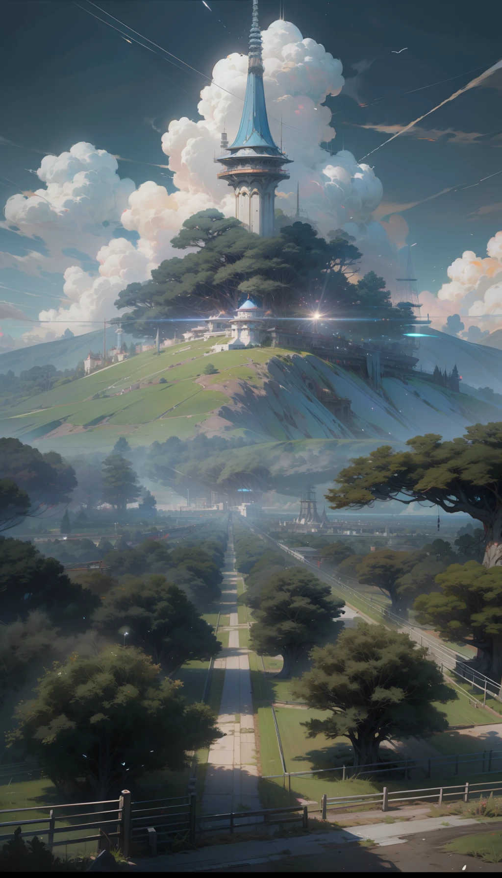 Sky, Clouds, holding_weapon, no_humans, Glow, giant_ trees , cyberpunk_Architecture, "sky, cloud, glowing, big trees , building, cybernetic _trees, tree_mech, sci-fi, cityscape, realistic, mechanical" Science Fiction, Cities, Rendered in Octane, hyper realistic, 8k, epic composition, cinematic, octane render, artstation landscape vista photography by Carr Clifton & Galen Rowell, 16K resolution, Landscape veduta photo by Dustin Lefevre & tdraw, 8k resolution, detailed landscape painting by Ivan Shishkin, DeviantArt, Flickr, rendered in Enscape, Miyazaki, Nausicaa Ghibli, Breath of The Wild,,trending in artstation, cgsociety, 8k post-processing highly detailed,Junji Murakami, Mucha Klimt, Sharandula, Hiroshi Yoshida, Tom Bagshaw, Ross Tran, Artgerm,Craig Mullins,dramatic,Junji Murakami, moody lighting rendered by octane engine,characters 8K symmetrical arstation, cape,cinematic lighting, intricate details, 8k detail post processing, hyperealistic, octane rend, Zdzisław Beksiński style, ar 2:3 Reality Reality --auto --s2