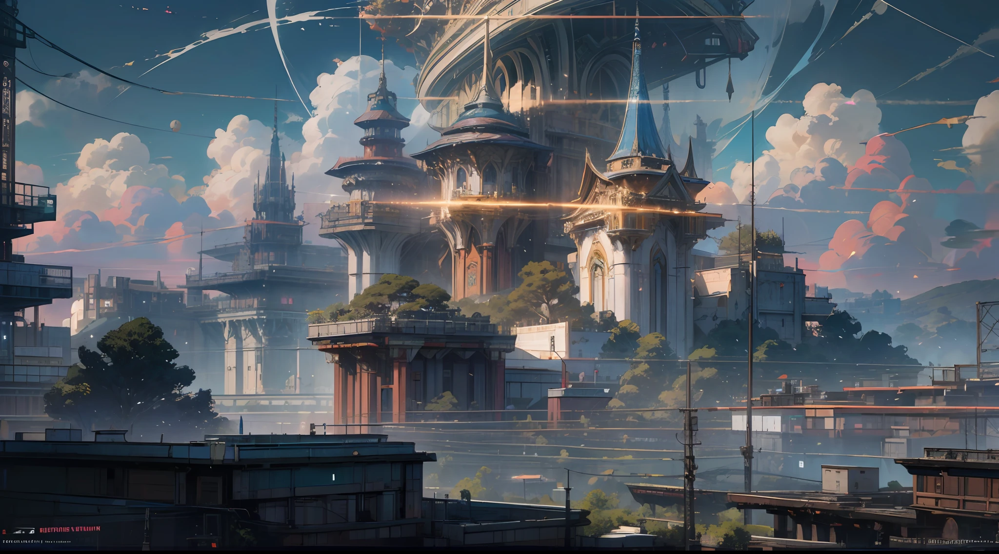 Sky, Clouds, holding_weapon, no_humans, Glow, giant_ trees , cyberpunk_Architecture, "sky, cloud, glowing, big trees , building, cybernetic _trees, tree_mech, sci-fi, cityscape, realistic, mechanical" Science Fiction, Cities, Rendered in Octane, hyper realistic, 8k, epic composition, cinematic, octane render, artstation landscape vista photography by Carr Clifton & Galen Rowell, 16K resolution, Landscape veduta photo by Dustin Lefevre & tdraw, 8k resolution, detailed landscape painting by Ivan Shishkin, DeviantArt, Flickr, rendered in Enscape, Miyazaki, Nausicaa Ghibli, Breath of The Wild,,trending in artstation, cgsociety, 8k post-processing highly detailed,Junji Murakami, Mucha Klimt, Sharandula, Hiroshi Yoshida, Tom Bagshaw, Ross Tran, Artgerm,Craig Mullins,dramatic,Junji Murakami, moody lighting rendered by octane engine,characters 8K symmetrical arstation, cape,cinematic lighting, intricate details, 8k detail post processing, hyperealistic, octane rend, Zdzisław Beksiński style, ar 2:3 Reality Reality --auto --s2
