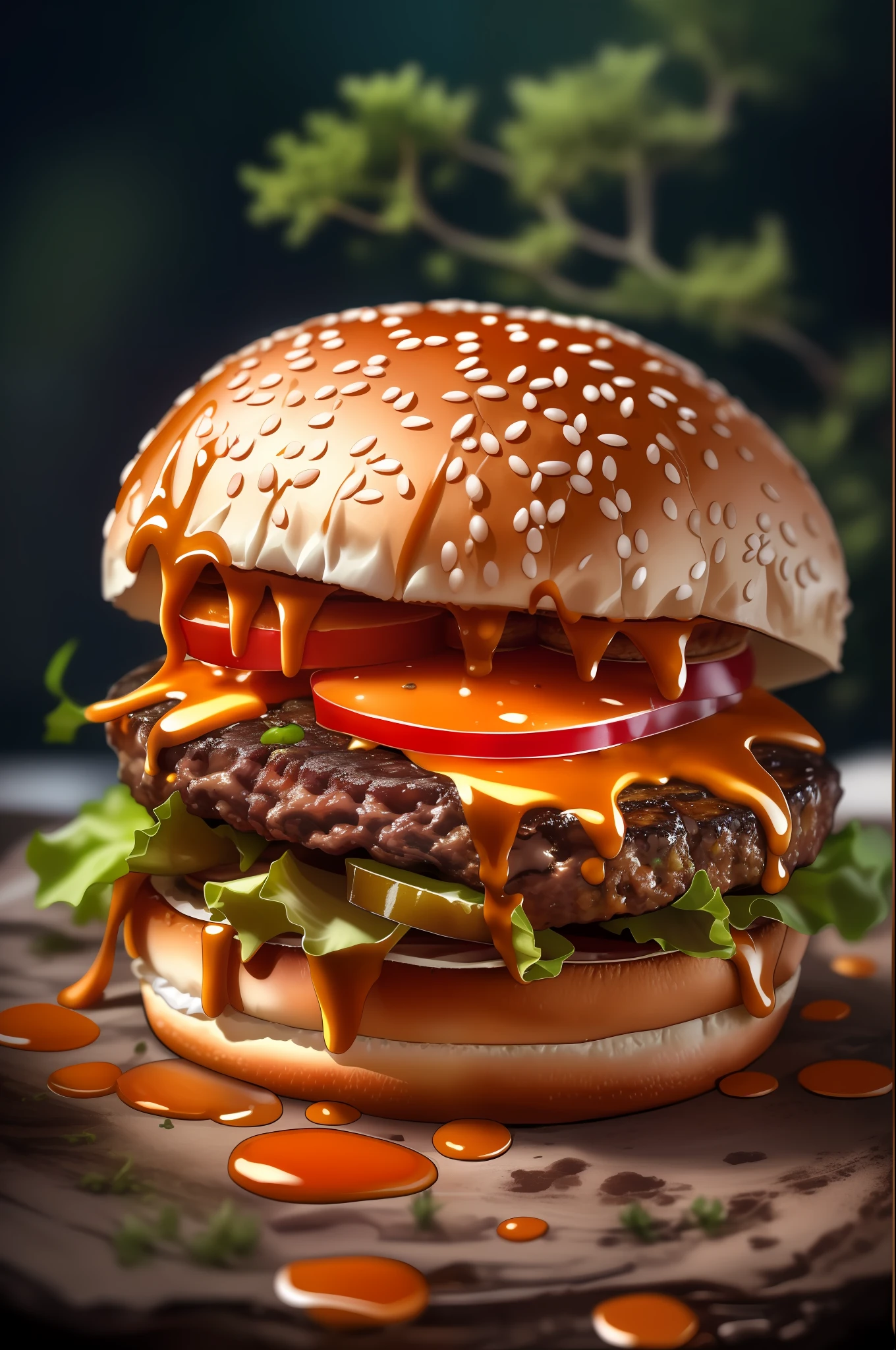 (masterpiece, top quality, best quality, beautiful and aesthetic:1.2), extremely detailed, highest detailed,humburger,
burger photo,  bonsai,