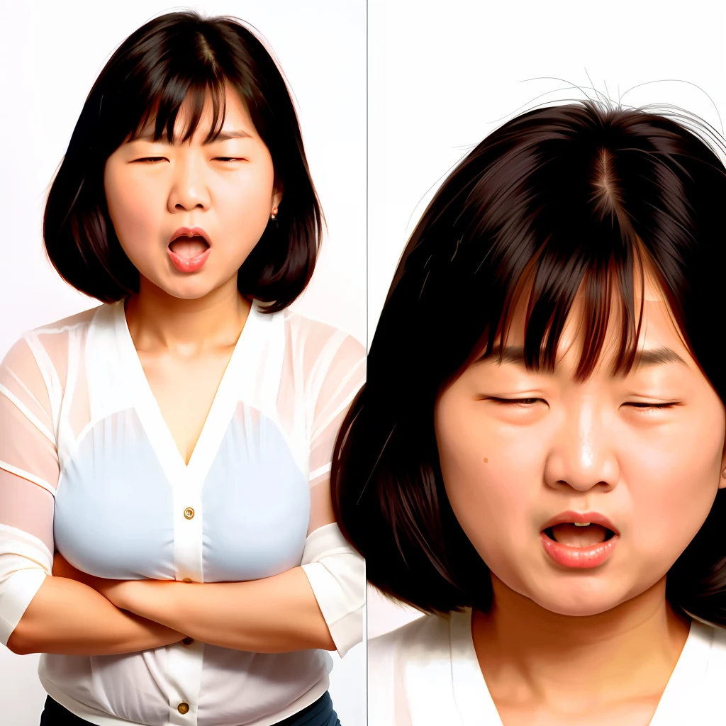 Asian woman making angry faces