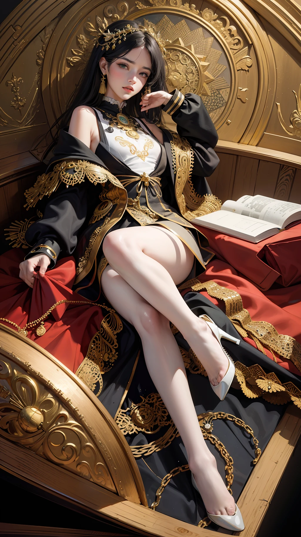 (masterpiece, top quality, best quality, official art, beautiful and aesthetic:1.2), (1girl), extreme detailed,colorful,highest detailed, official art, unity 8k wallpaper, ultra detailed, beautiful and aesthetic, beautiful, masterpiece, best quality, (zentangle, mandala, tangle, entangle) ,holy light,gold foil,gold leaf art,glitter drawing, PerfectNwsjMajic