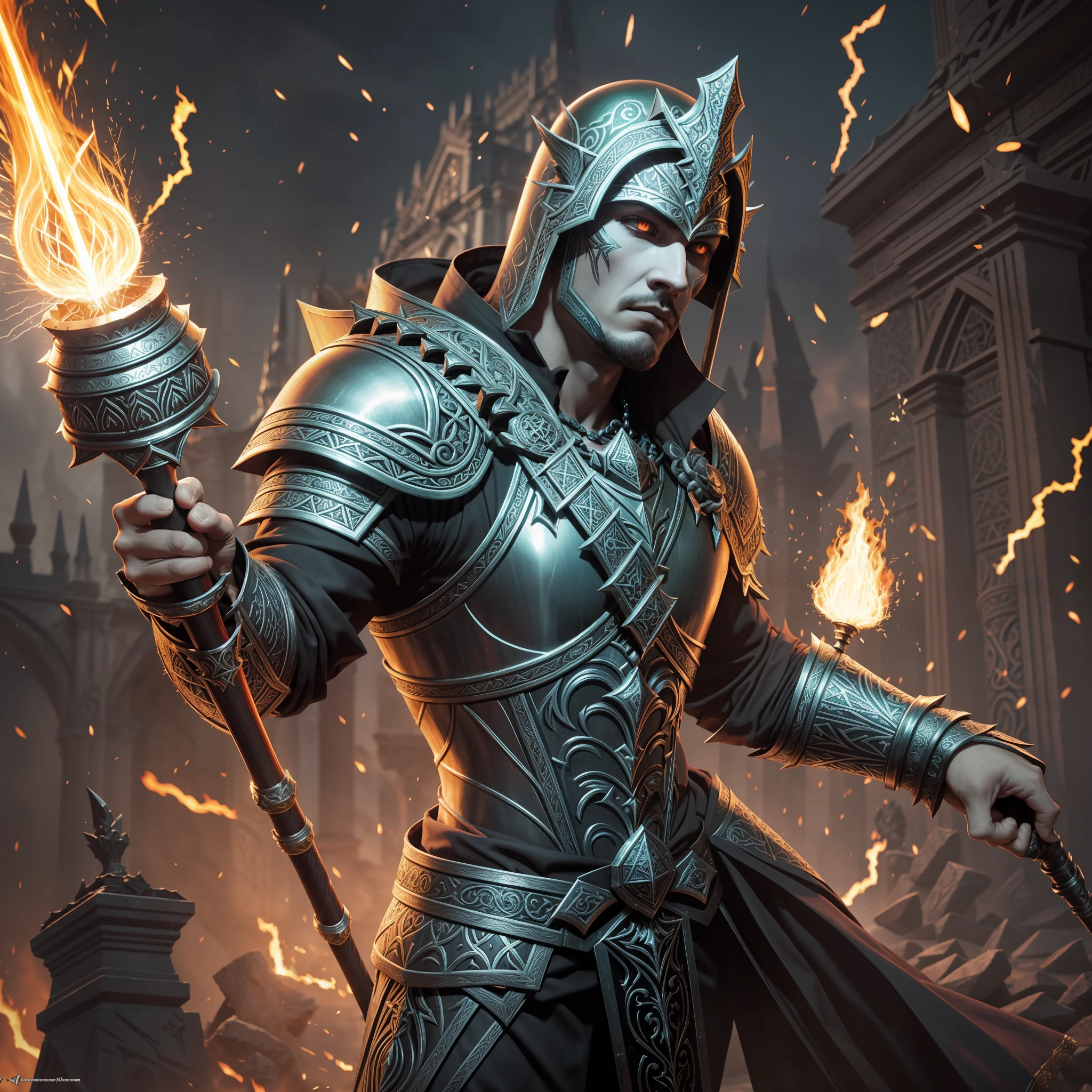 Create an epic and menacing boss encounter featuring "Hungary," a fearsome and powerful adversary within the dark and treacherous realm of Dark Souls. Hungary is a towering figure, adorned with (ornate armor)1.3, evoking a sense of ancient royalty and foreboding strength.
Hungary wields a (giant halberd)1.2 with razor-sharp edges, capable of devastating swings and lunges. The weapon's blade should be embellished with (intricate engravings)1.3, showcasing Hungary's status as a legendary warrior.
Surround Hungary with an (ominous aura)1.2, emanating from (dark energy)1.3 and (crackling sparks)1.1, symbolizing the boss's mastery of forbidden sorcery. Incorporate (glowing runes)1.3 into Hungary's armor, signifying the enchantments that augment their formidable abilities.