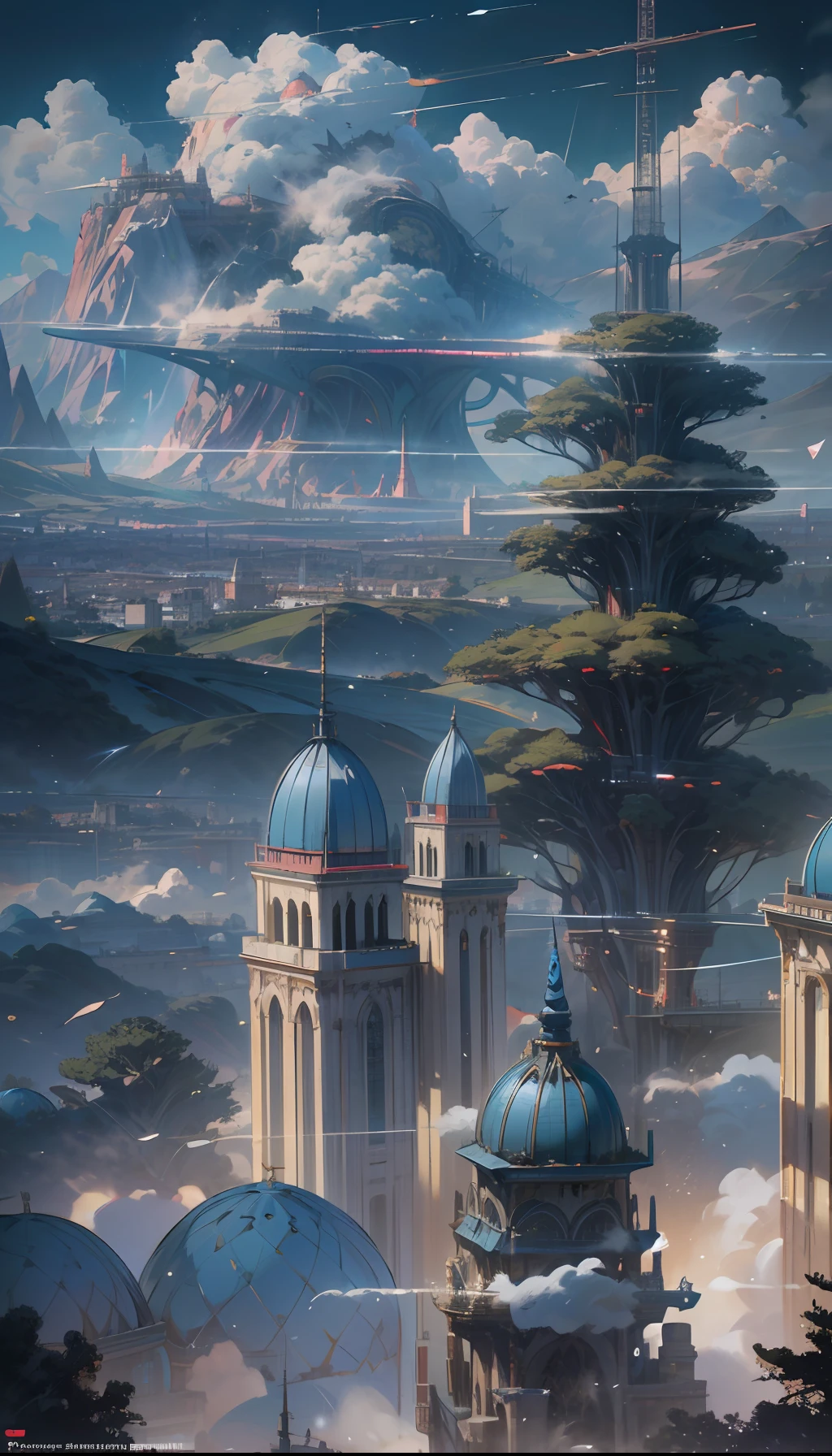 Sky, Clouds, holding_weapon, no_humans, Glow, giant_ trees , cyberpunk_Architecture, "sky, cloud, glowing, big trees , building, cybernetic _trees, tree_mech, sci-fi, cityscape, realistic, mechanical" Science Fiction, Cities, Rendered in Octane, hyper realistic, 8k, epic composition, cinematic, octane render, artstation landscape vista photography by Carr Clifton & Galen Rowell, 16K resolution, Landscape veduta photo by Dustin Lefevre & tdraw, 8k resolution, detailed landscape painting by Ivan Shishkin, DeviantArt, Flickr, rendered in Enscape, Miyazaki, Nausicaa Ghibli, Breath of The Wild,,trending in artstation, cgsociety, 8k post-processing highly detailed,Junji Murakami, Mucha Klimt, Sharandula, Hiroshi Yoshida, Tom Bagshaw, Ross Tran, Artgerm,Craig Mullins,dramatic,Junji Murakami, moody lighting rendered by octane engine,characters 8K symmetrical arstation, cape,cinematic lighting, intricate details, 8k detail post processing, hyperealistic, octane rend, Zdzisław Beksiński style, ar 2:3 Reality Reality --auto --s2