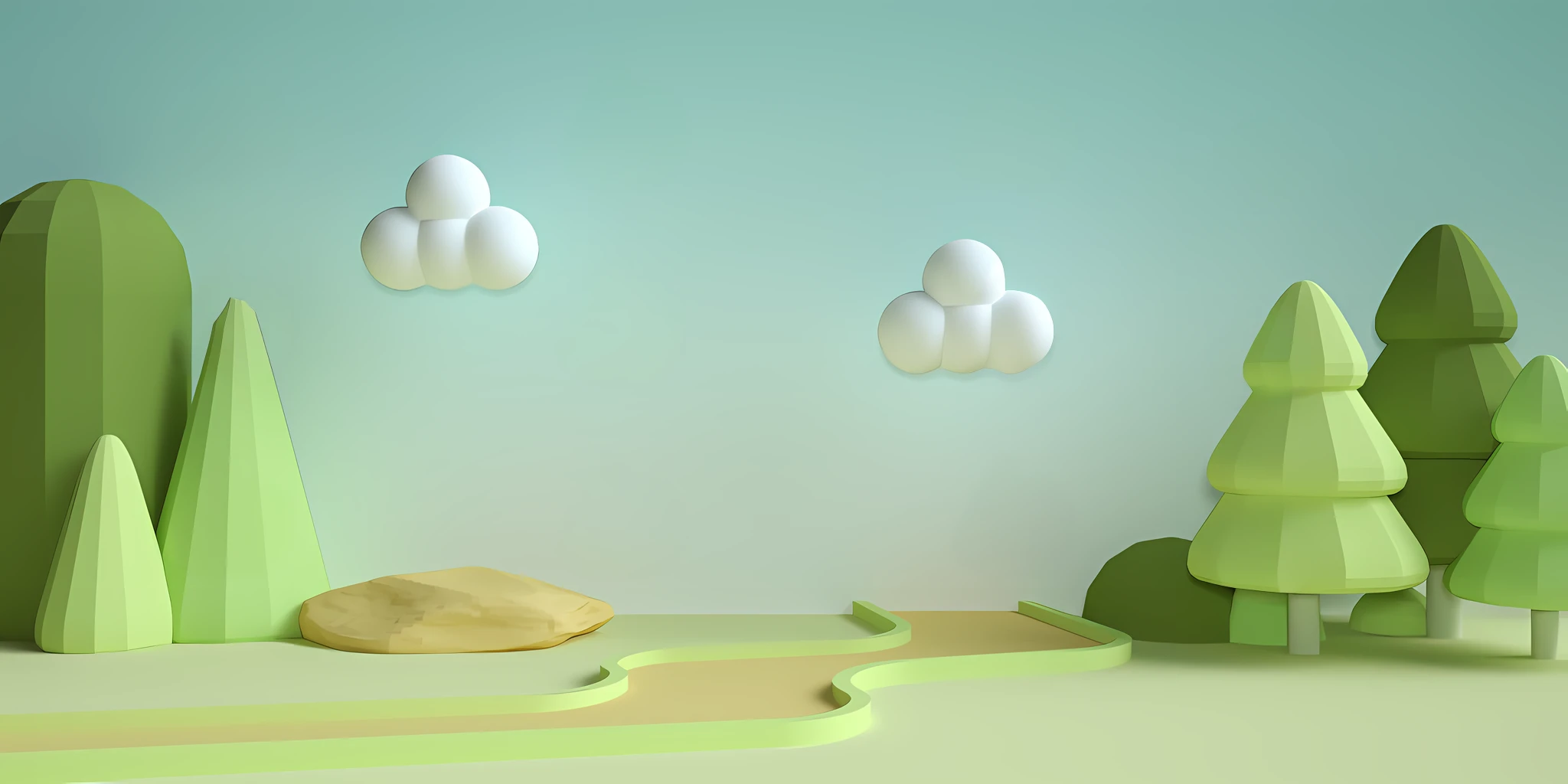 there is a 3d image of a landscape with trees and rocks, stylized as a 3d render, soft 3d render, stylized 3d render, animation style render, rendered in cinema 4 d, rendered in cinema4d, in style of 3d render, clean 3 d render, rendered in maya 4 d, cute 3 d render