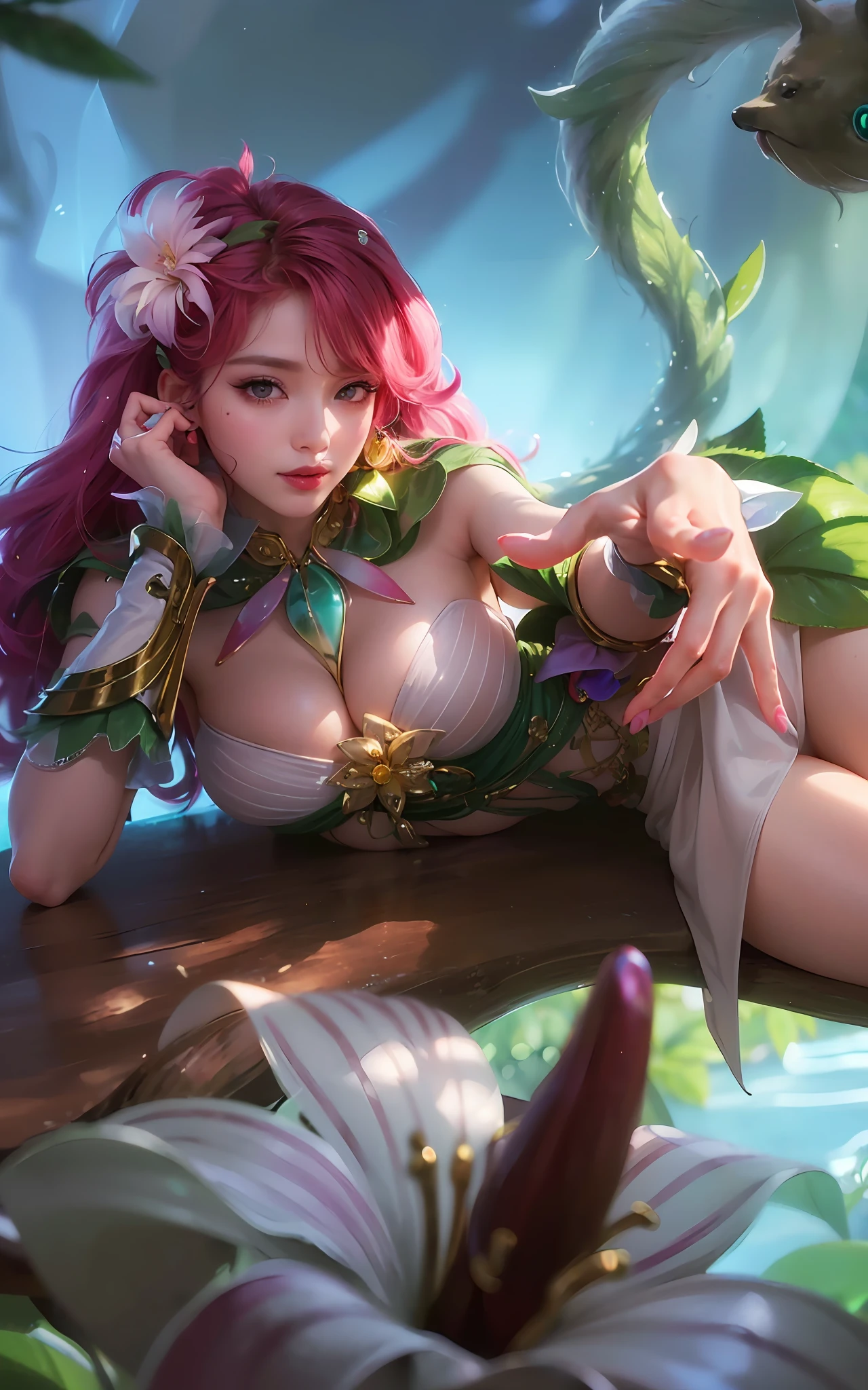 (8k, RAW photo, photorealistic:1.25) ,( lipgloss, eyelashes, gloss-face, glossy skin, best quality, ultra highres, depth of field, chromatic aberration, caustics, Broad lighting, natural shading,Kpop idol) looking at viewer with a serene and goddess-like happiness,
