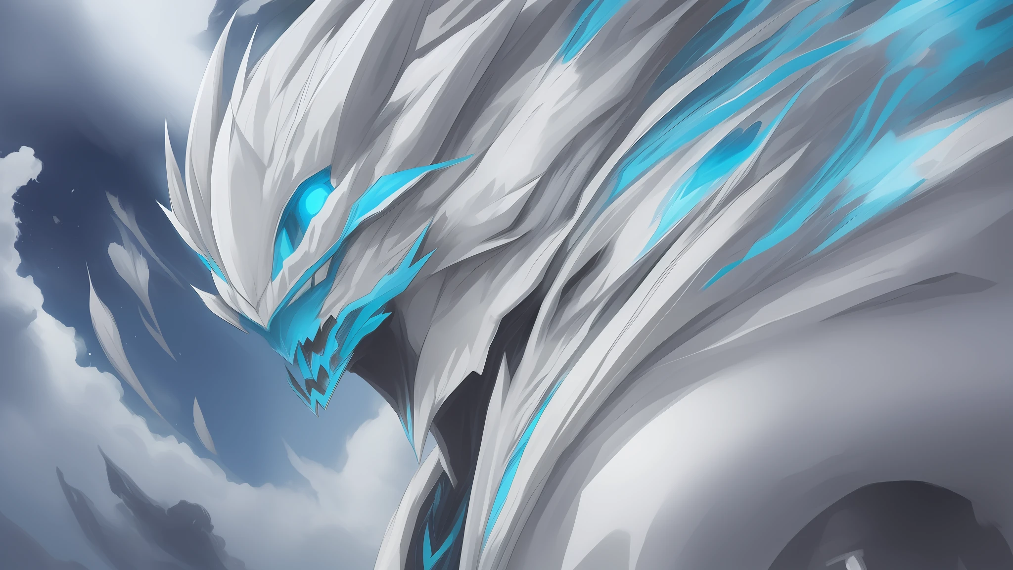 Anime style,Akira toriama style,a white dragon with blue eyes, --auto --s2