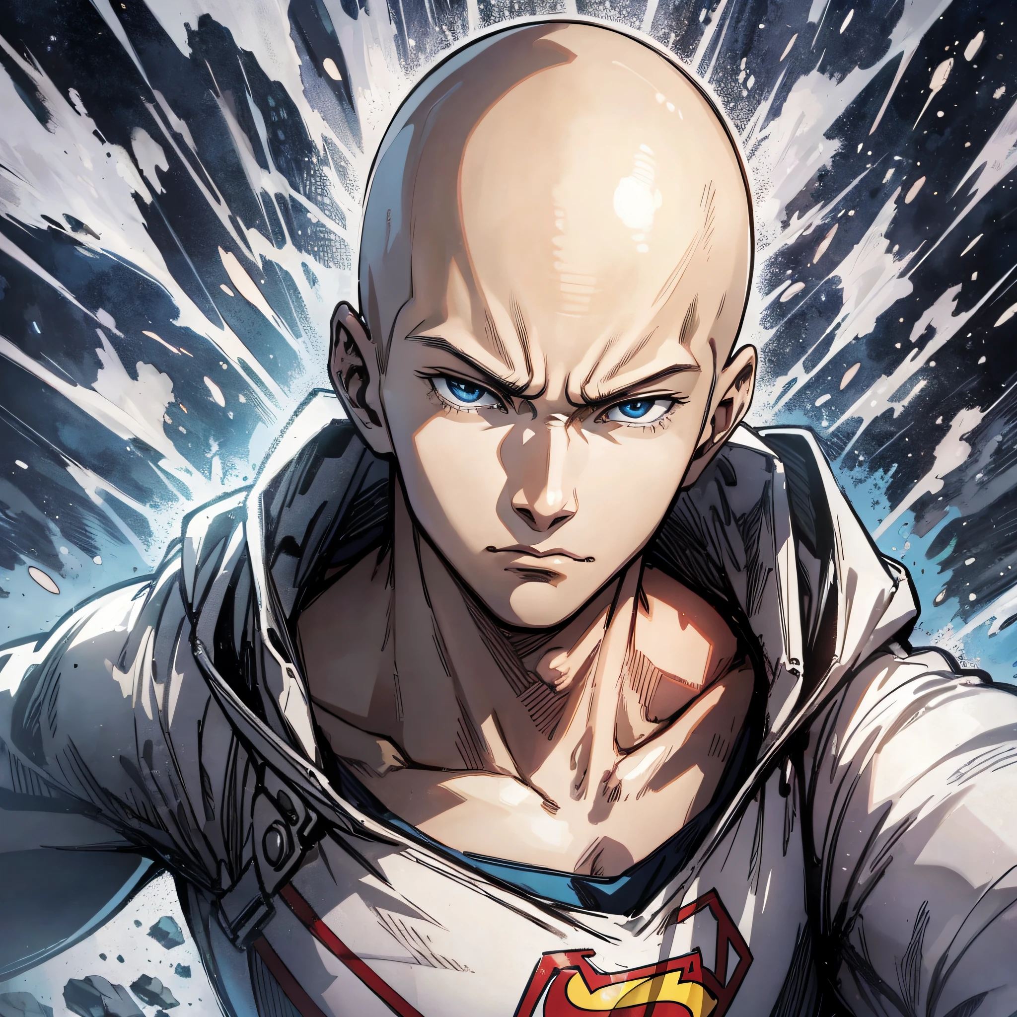 One-punch superman Saitama, dull expression, single