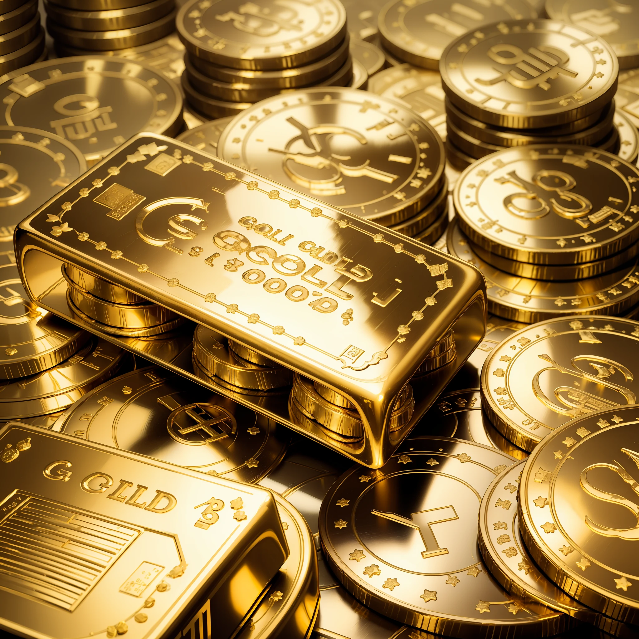 A bunch of gold bars, gold coins and some cash bills around --auto --s2
