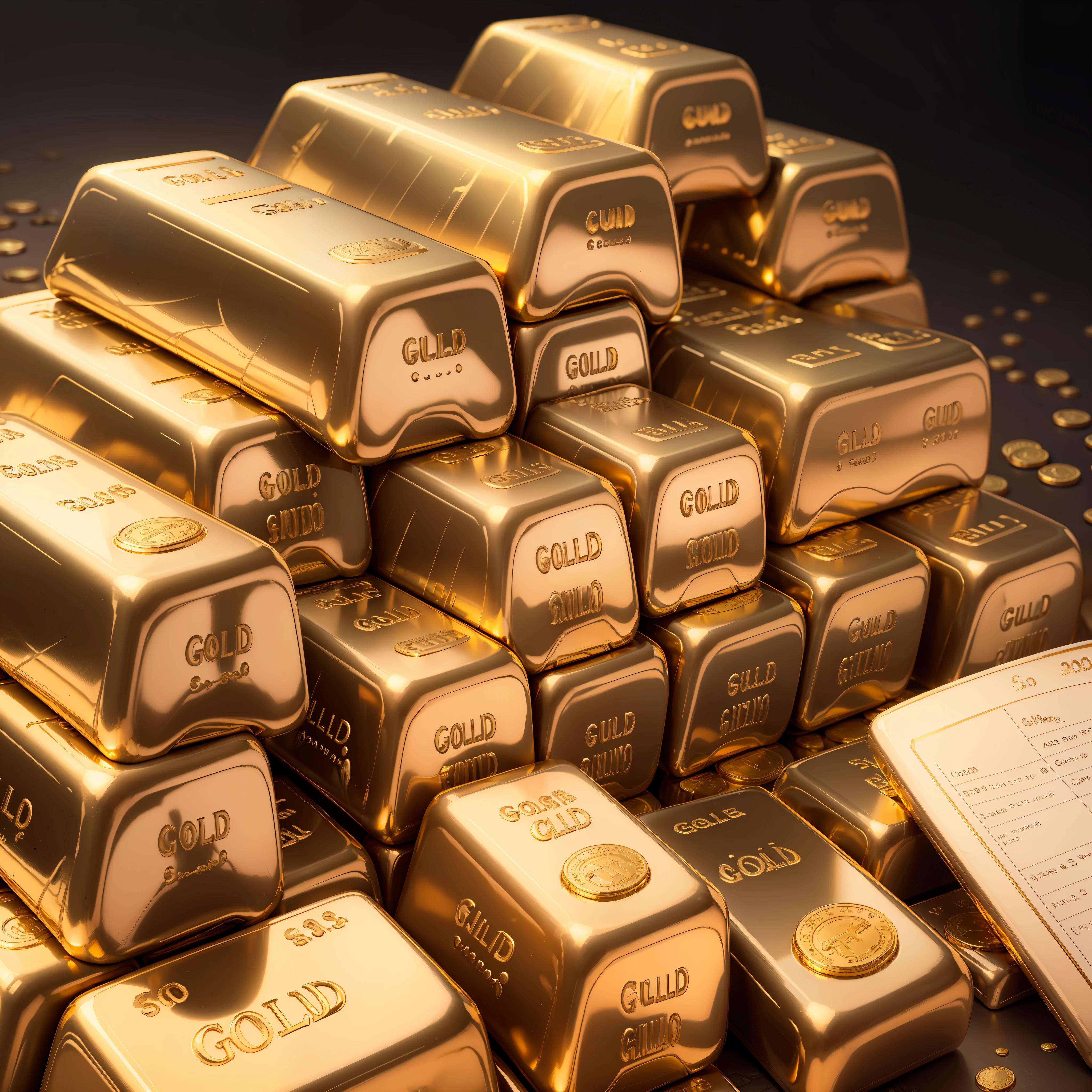 A bunch of gold bars, gold coins and some cash bills around --auto --s2
