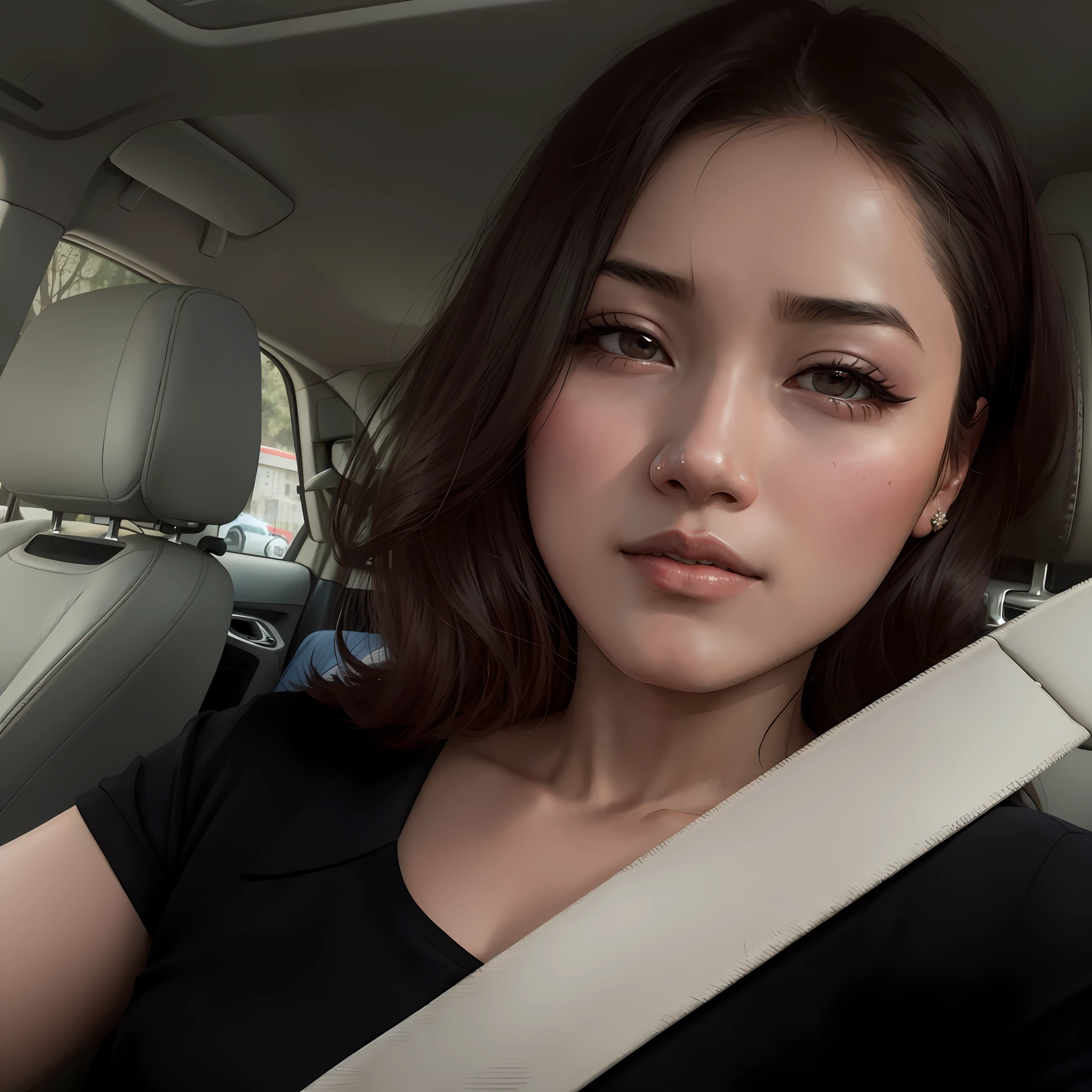 arafed woman in a car with a seat belt on, xintong chen, 2 , 2 9 years old old, dilraba d years old, 3 0 years old woman, 30 years old woman, wenfei ye, 3 2 years old, joy ang, yun ling, g