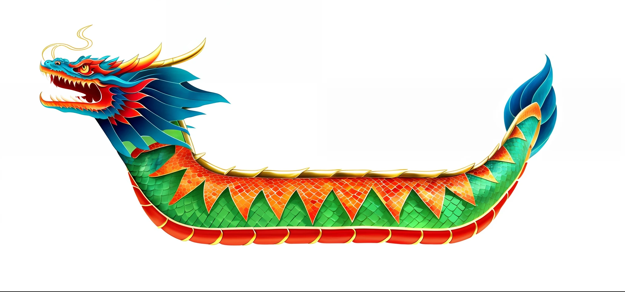 Close-up of long tail dragon boat, smooth Chinese dragon, ancient Chinese gorgeous, Chinese dragon, divine dragon, Chinese dragon concept art, dragon tail, naga, dragon design language, great mysterious winged snake, flame snake, illustration", "phoenix rest wallpaper, dragon scales on hairline --auto --s2