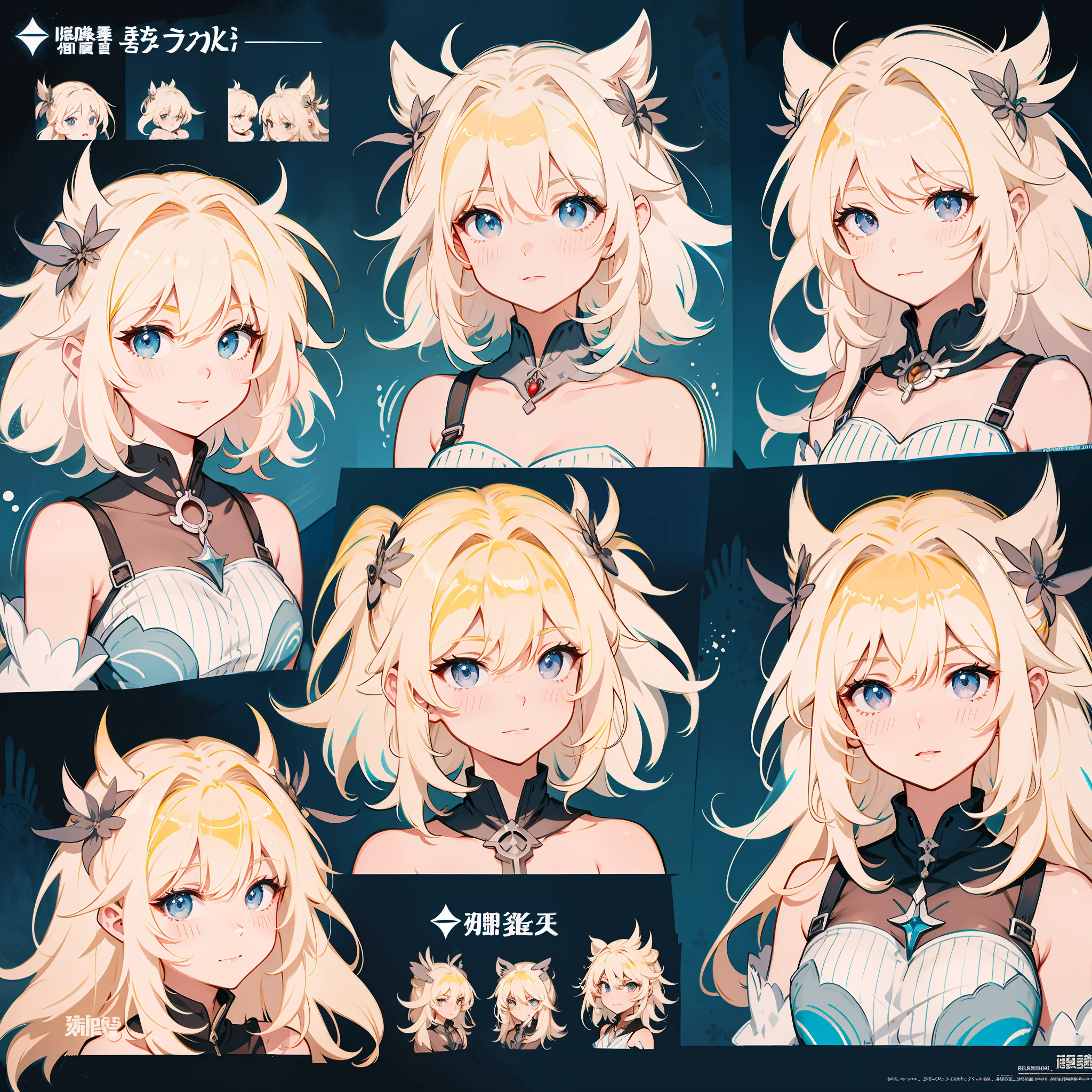sketches of a woman with different facial expressions, character headshot concept art, female anime style, anime character design, ( ( character concept art ) ), various pose, face variations, concept headshot art, character face study, female character design, anime character reference sheet, face turnaround, anime style character, female anime character, anime concept art, neutral expressions, same character, same girl, webtoon,
