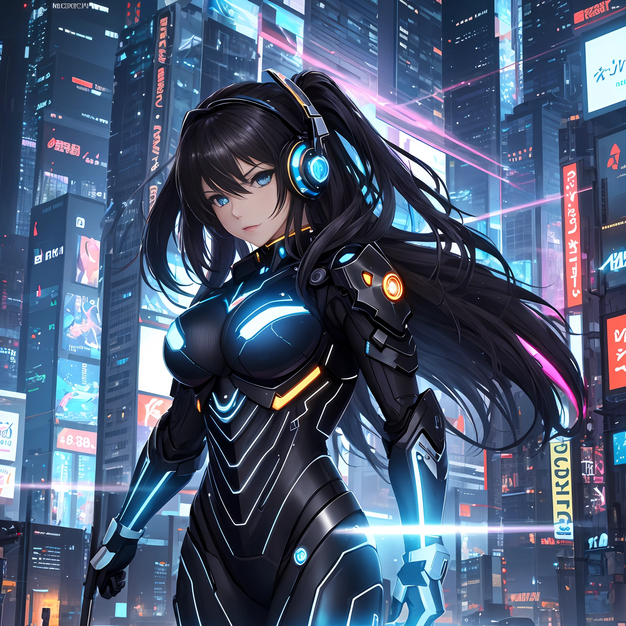 ((Beautiful One Woman)), 30 years old, very sexy body, breasts looking directly at camera, sexy expression.8k,3d,anime character with long hair and blue eyes in futuristic city at night,rainbow takes, futuristic black jacket, digital cyberpunk anime art, bad anime 8k, best anime 4k konachan wallpapers, anime style 4k, Digital Cyberpunk - Anime Art, Anime Art Wallpapers 8k, Anime Wallpapers 4K, Anime Wallpapers 4K, Anime Art Wallpapers 4K, Anime Cyberpunk Art, Top Quality Digital Art, Full Body Close Up Shots, Stunning Art, With Futuristic Glowing Guns, Quick Movements, Realistic Detailed Depiction Backgrounds, Tremendously Detailed Precise and Metal Costumes and Backgrounds, Extremely detailed mechanical costumes and backgrounds, extremely detailed shiny costumes and backgrounds, costumes and backgrounds and eyes with detailed patterns, futuristic monitor installed in the background, chasing, upward eyes, dissatisfied expression, frustration, mechanical glowing cyberpunk cat ears, realistic beautiful eyes, cyber headphones, angry, angry, absurd, high resolution, super detailed, (1girl: 1.3), BREAK, MANIPULATION OF LIGHT, RADIANT POWER, AURA OF COLDNESS, GLOWING ARMOR BREAK, MANIPULATION OF PHOTOS, ALTERED REALITY, FANTASTIC SCENES, DIGITAL ARTISTRY, CREATIVE EDITING, INSPIRING STORIES, IMPRESSIVE VISUAL BREAKS, KINETIC ART, INTERACTIVE INSTALLATIONS, DYNAMIC MOVEMENT, ENGINEERING INGENUITY, CAPTIVATING VISUALS,