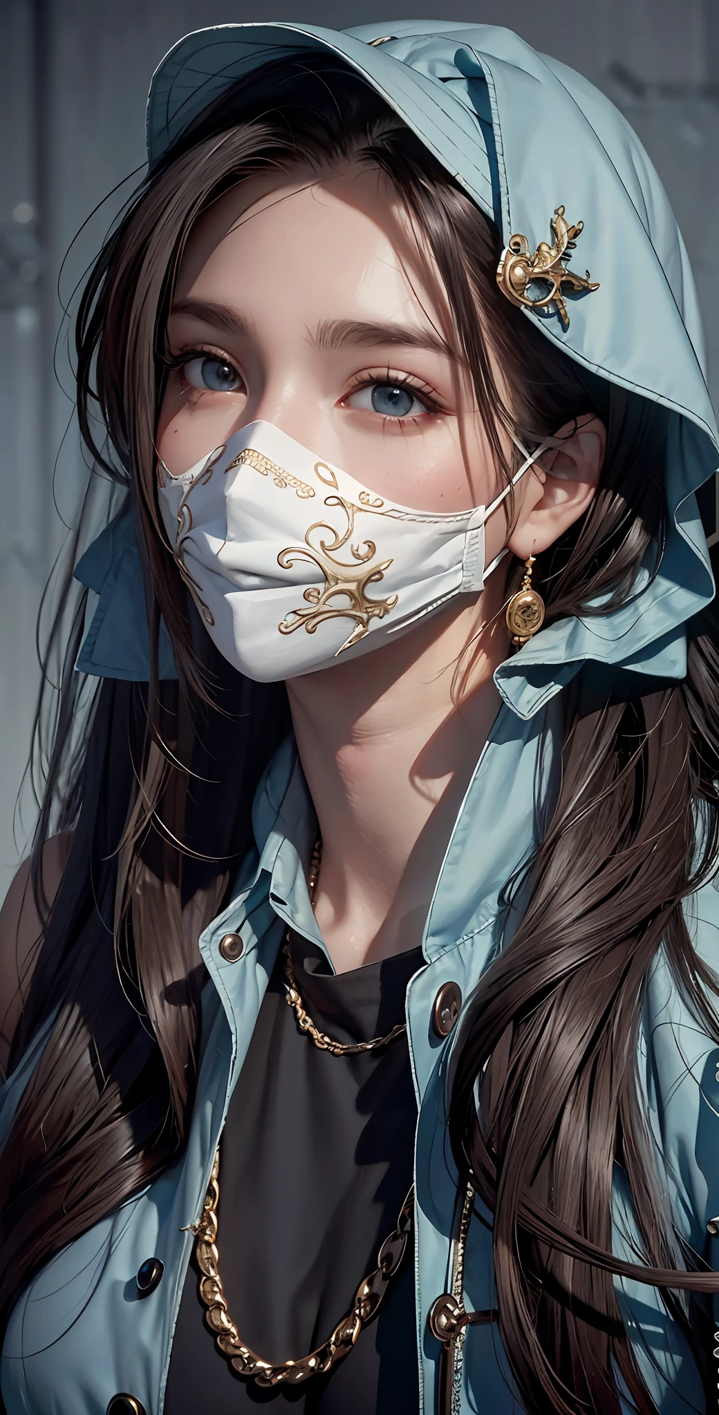 masterpiece, best quality, 8k, beautiful face, high detailed skin,hyper detailed,ultra high res, photorealistic, high resolution,medisk mask