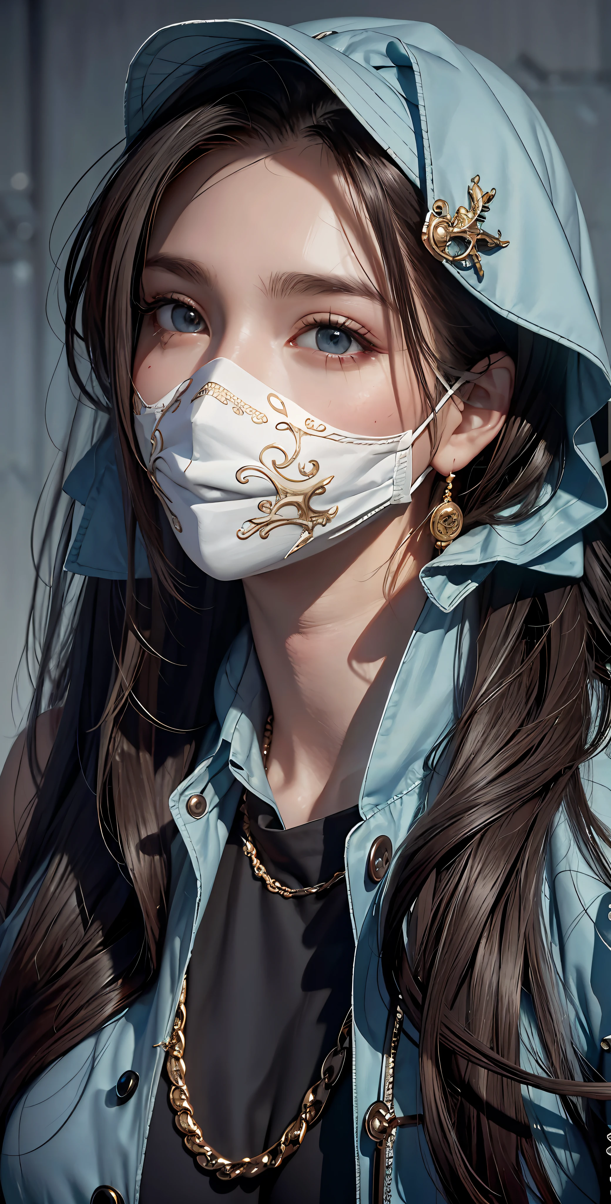 masterpiece, best quality, 8k, beautiful face, high detailed skin,hyper detailed,ultra high res, photorealistic, high resolution,medisk mask