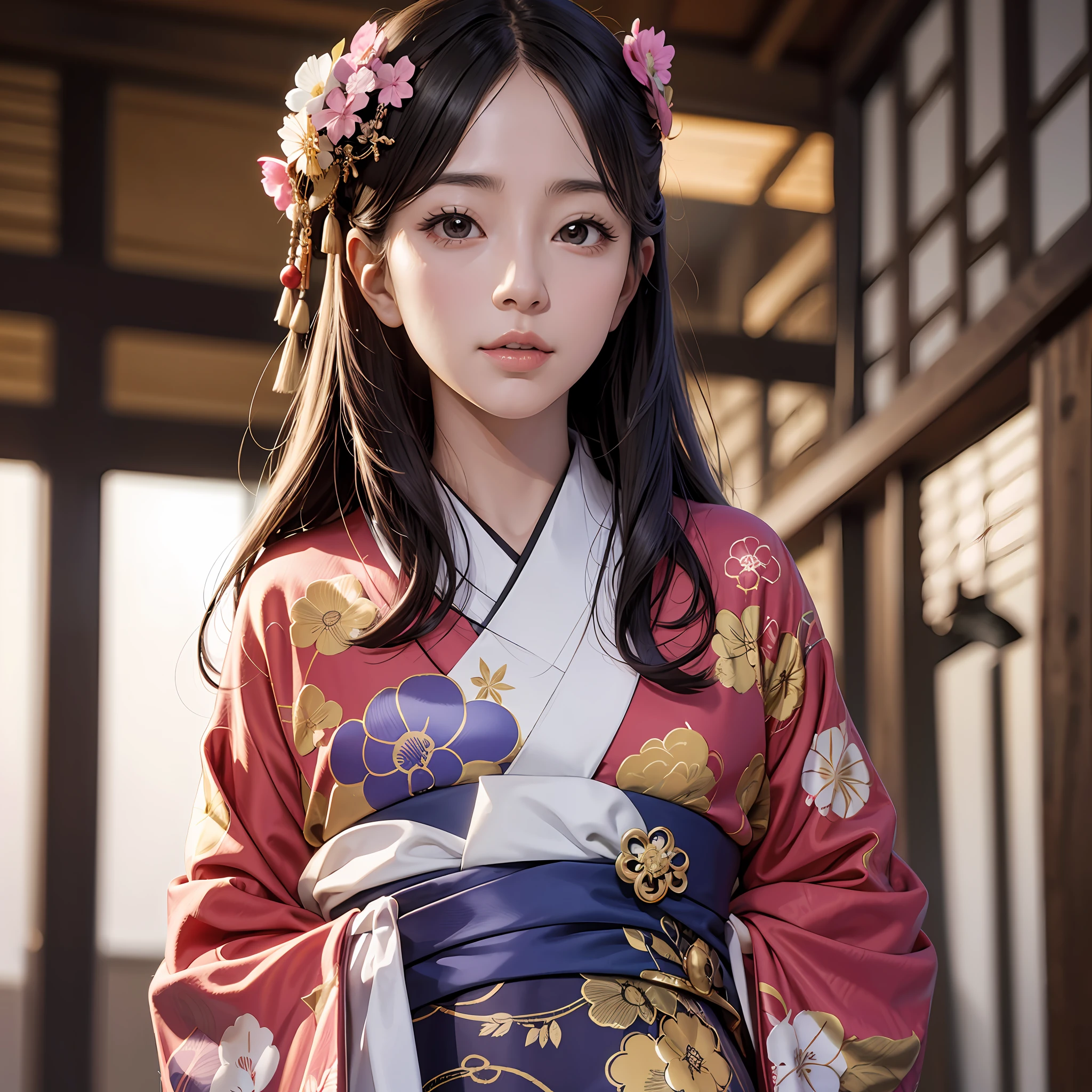 34 years old Bewitching pose Japan person resembling Ringo Shiina Kimono with a novel Japanese pattern Japanese clothes Fair skin Photorealistic, (Complex details: 1.2), (Delicate details), (Cinematic light, top quality backlight), Clear lines, Sharp focus, Realistic face, Detailed face Unity 8K wallpaper, ultra high resolution, (photorealistic: 1.4), watch the viewer, --auto --s2