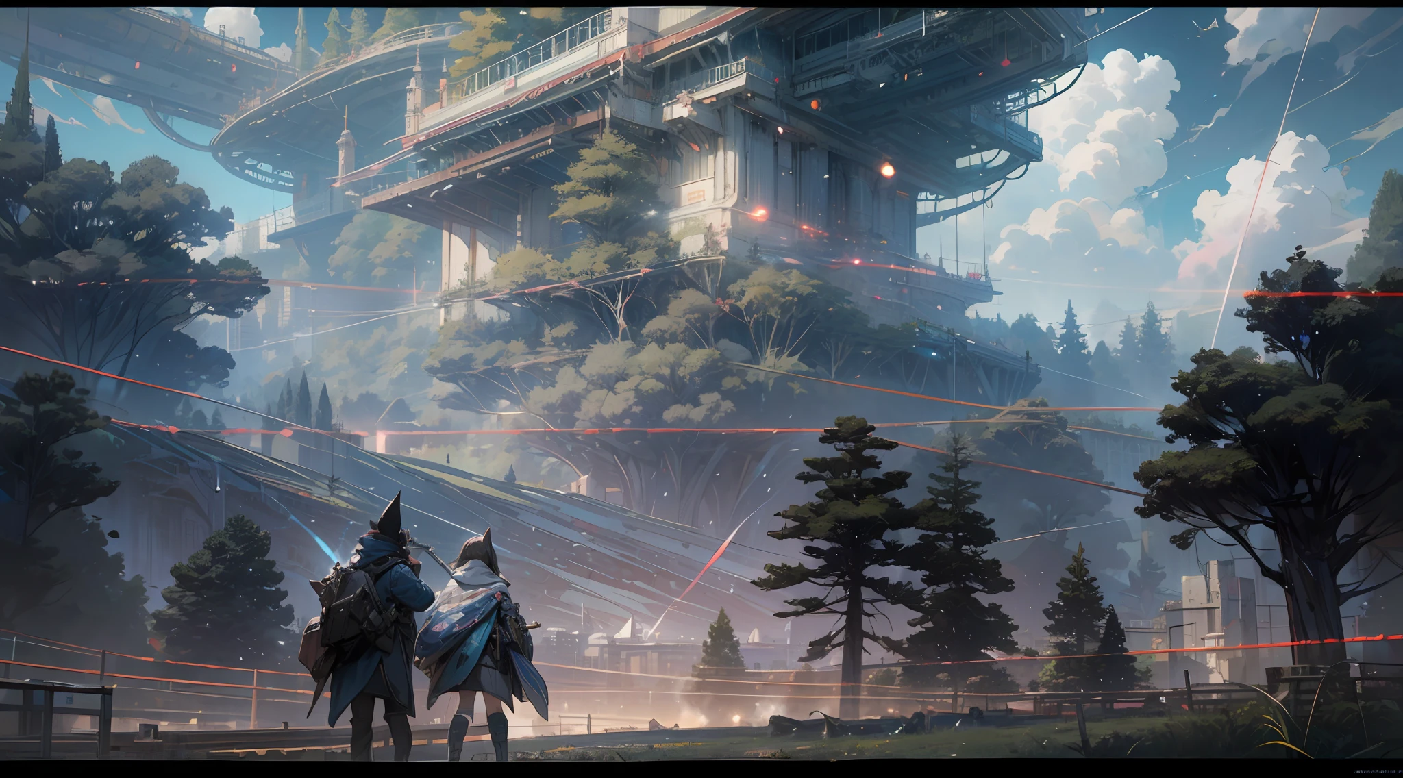 Sky, Clouds, holding_weapon, no_humans, Glow, giant_ trees , cyberpunk_Architecture, "sky, cloud, glowing, big trees , building, cybernetic _trees, tree_mech, sci-fi, cityscape, realistic, mechanical" Science Fiction, Cities, Rendered in Octane, hyper realistic, 8k, epic composition, cinematic, octane render, artstation landscape vista photography by Carr Clifton & Galen Rowell, 16K resolution, Landscape veduta photo by Dustin Lefevre & tdraw, 8k resolution, detailed landscape painting by Ivan Shishkin, DeviantArt, Flickr, rendered in Enscape, Miyazaki, Nausicaa Ghibli, Breath of The Wild,,trending in artstation, cgsociety, 8k post-processing highly detailed,Junji Murakami, Mucha Klimt, Sharandula, Hiroshi Yoshida, Tom Bagshaw, Ross Tran, Artgerm,Craig Mullins,dramatic,Junji Murakami, moody lighting rendered by octane engine,characters 8K symmetrical arstation, cape,cinematic lighting, intricate details, 8k detail post processing, hyperealistic, octane rend, Zdzisław Beksiński style, ar 2:3 Reality Reality --auto --s2