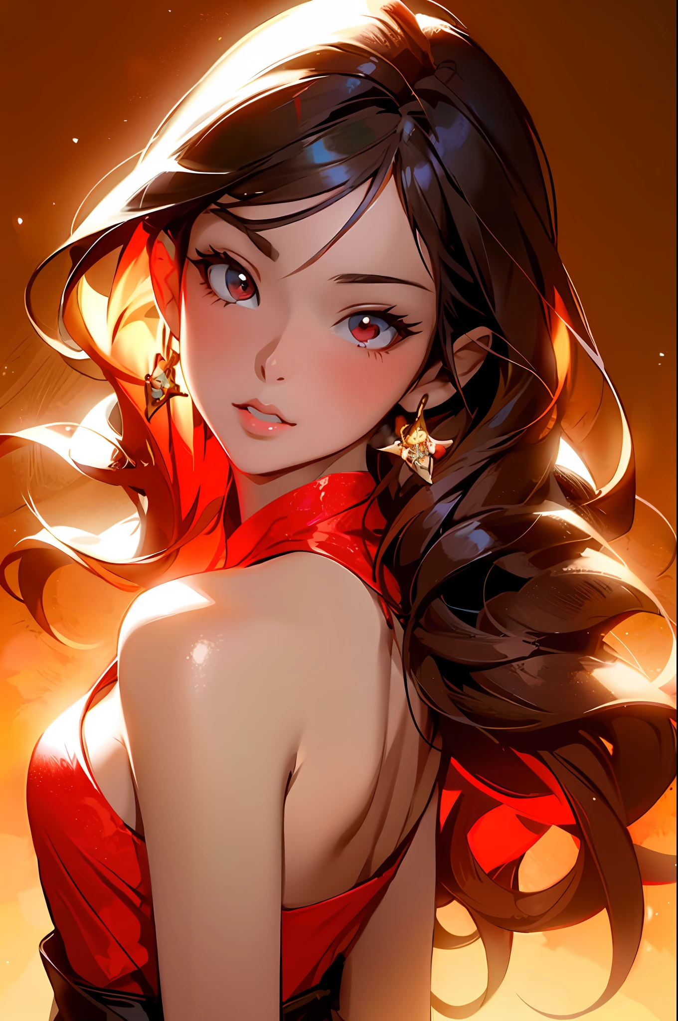 anime girl with long hair and red dress posing for a picture, style artgerm, rossdraws global illumination, artgerm. anime illustration, rossdraws digital painting, :: rossdraws, artgerm. high detail, rossdraws 1. 0, wlop | artgerm, extremely detailed artgerm, rossdraws portrait, style of artgerm