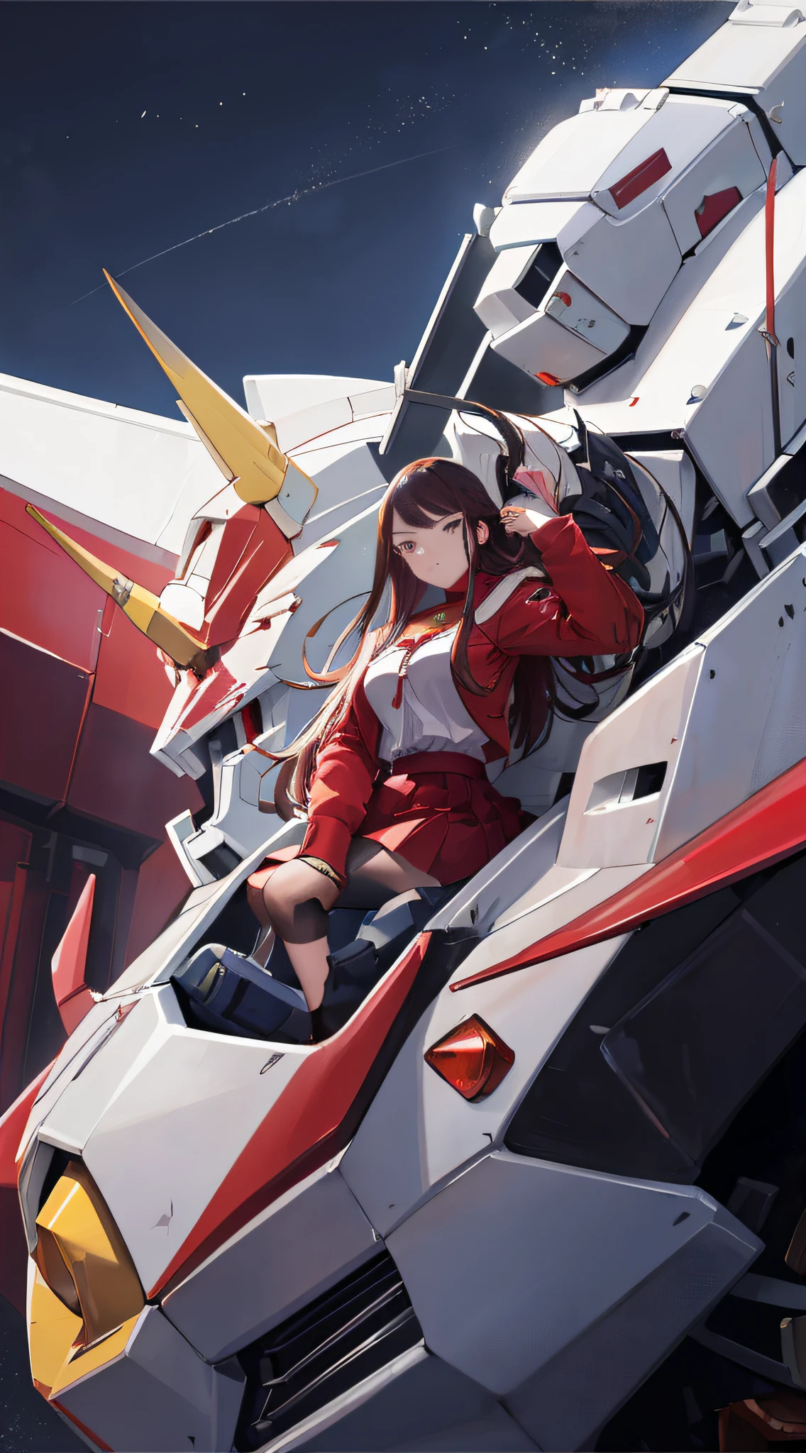 a close up of a large robot with a red and white color, by Krenz Cushart, gundam style, gundam head, inspired by Krenz Cushart, on a gundam, red gundam head, expressing joy. by krenz cushart, artist unknown, gundam, mobile suit gundam, barbatos gundam, gundam is windmill shaped