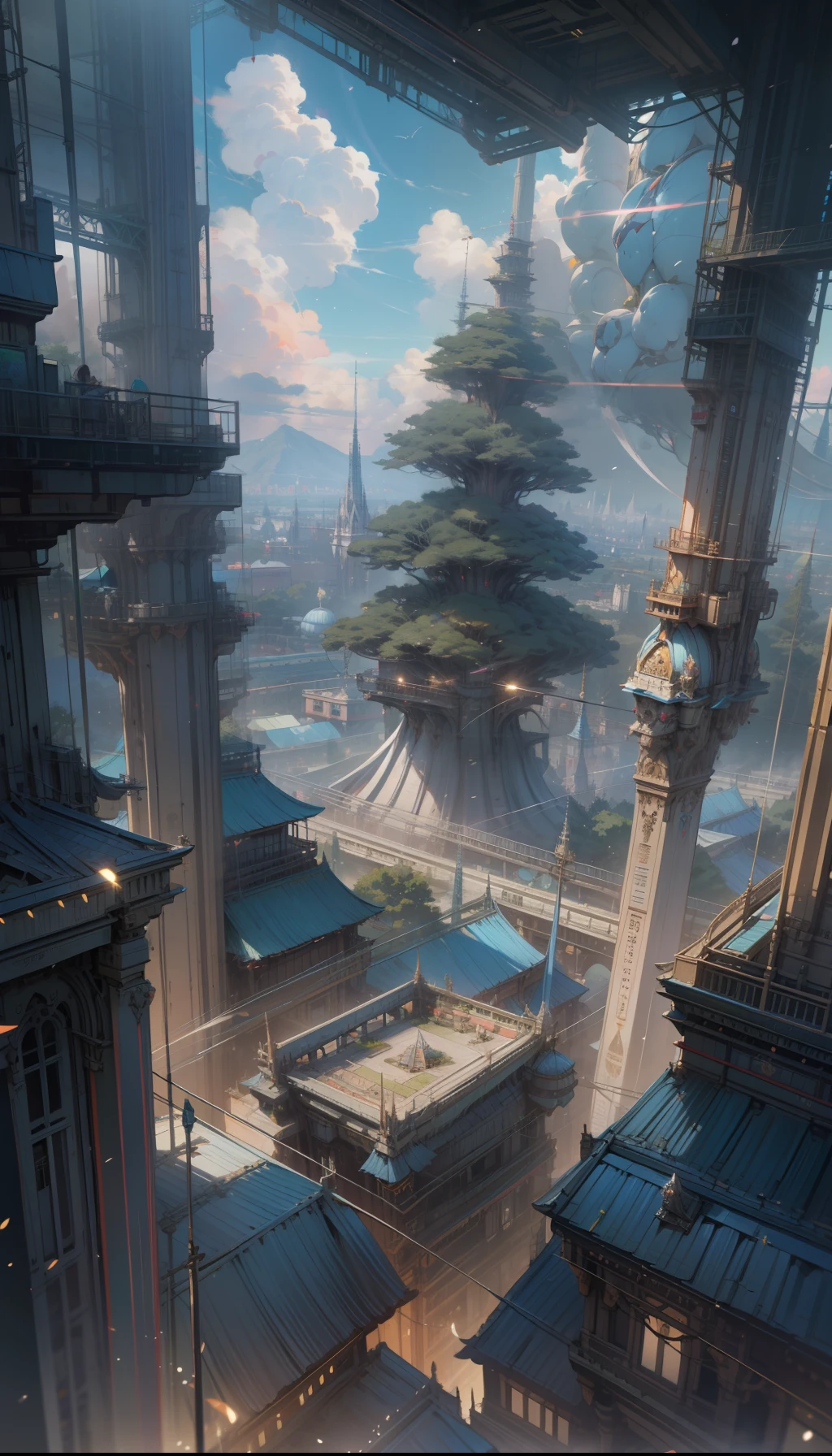 Sky, Clouds, holding_weapon, no_humans, Glow, giant_ trees , cyberpunk_Architecture, "sky, cloud, glowing, big trees , building, cybernetic _trees, tree_mech, sci-fi, cityscape, realistic, mechanical" Science Fiction, Cities, Rendered in Octane, hyper realistic, 8k, epic composition, cinematic, octane render, artstation landscape vista photography by Carr Clifton & Galen Rowell, 16K resolution, Landscape veduta photo by Dustin Lefevre & tdraw, 8k resolution, detailed landscape painting by Ivan Shishkin, DeviantArt, Flickr, rendered in Enscape, Miyazaki, Nausicaa Ghibli, Breath of The Wild,,trending in artstation, cgsociety, 8k post-processing highly detailed,Junji Murakami, Mucha Klimt, Sharandula, Hiroshi Yoshida, Tom Bagshaw, Ross Tran, Artgerm,Craig Mullins,dramatic,Junji Murakami, moody lighting rendered by octane engine,characters 8K symmetrical arstation, cape,cinematic lighting, intricate details, 8k detail post processing, hyperealistic, octane rend, Zdzisław Beksiński style, ar 2:3 Reality Reality --auto --s2