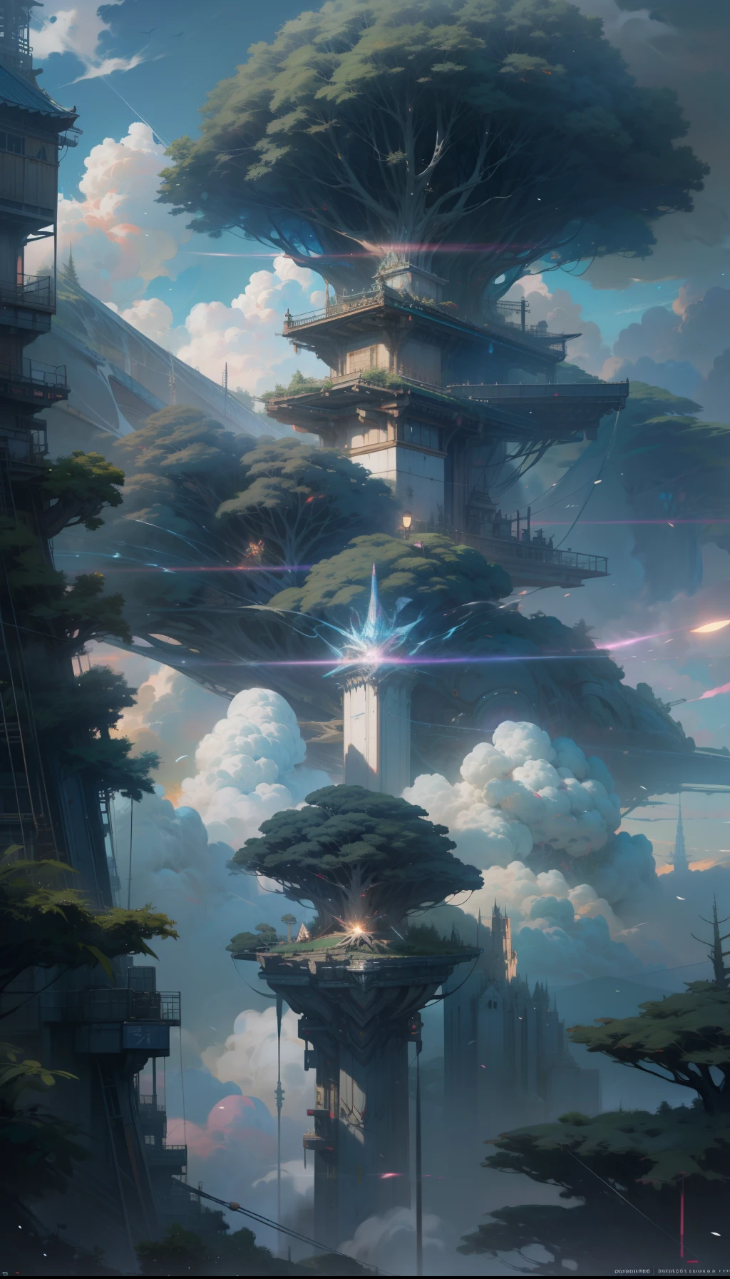 Sky, Clouds, holding_weapon, no_humans, Glow, giant_ trees , cyberpunk_Architecture, "sky, cloud, glowing, big trees , building, cybernetic _trees, tree_mech, sci-fi, cityscape, realistic, mechanical" Science Fiction, Cities, Rendered in Octane, hyper realistic, 8k, epic composition, cinematic, octane render, artstation landscape vista photography by Carr Clifton & Galen Rowell, 16K resolution, Landscape veduta photo by Dustin Lefevre & tdraw, 8k resolution, detailed landscape painting by Ivan Shishkin, DeviantArt, Flickr, rendered in Enscape, Miyazaki, Nausicaa Ghibli, Breath of The Wild,,trending in artstation, cgsociety, 8k post-processing highly detailed,Junji Murakami, Mucha Klimt, Sharandula, Hiroshi Yoshida, Tom Bagshaw, Ross Tran, Artgerm,Craig Mullins,dramatic,Junji Murakami, moody lighting rendered by octane engine,characters 8K symmetrical arstation, cape,cinematic lighting, intricate details, 8k detail post processing, hyperealistic, octane rend, Zdzisław Beksiński style, ar 2:3 Reality Reality --auto --s2