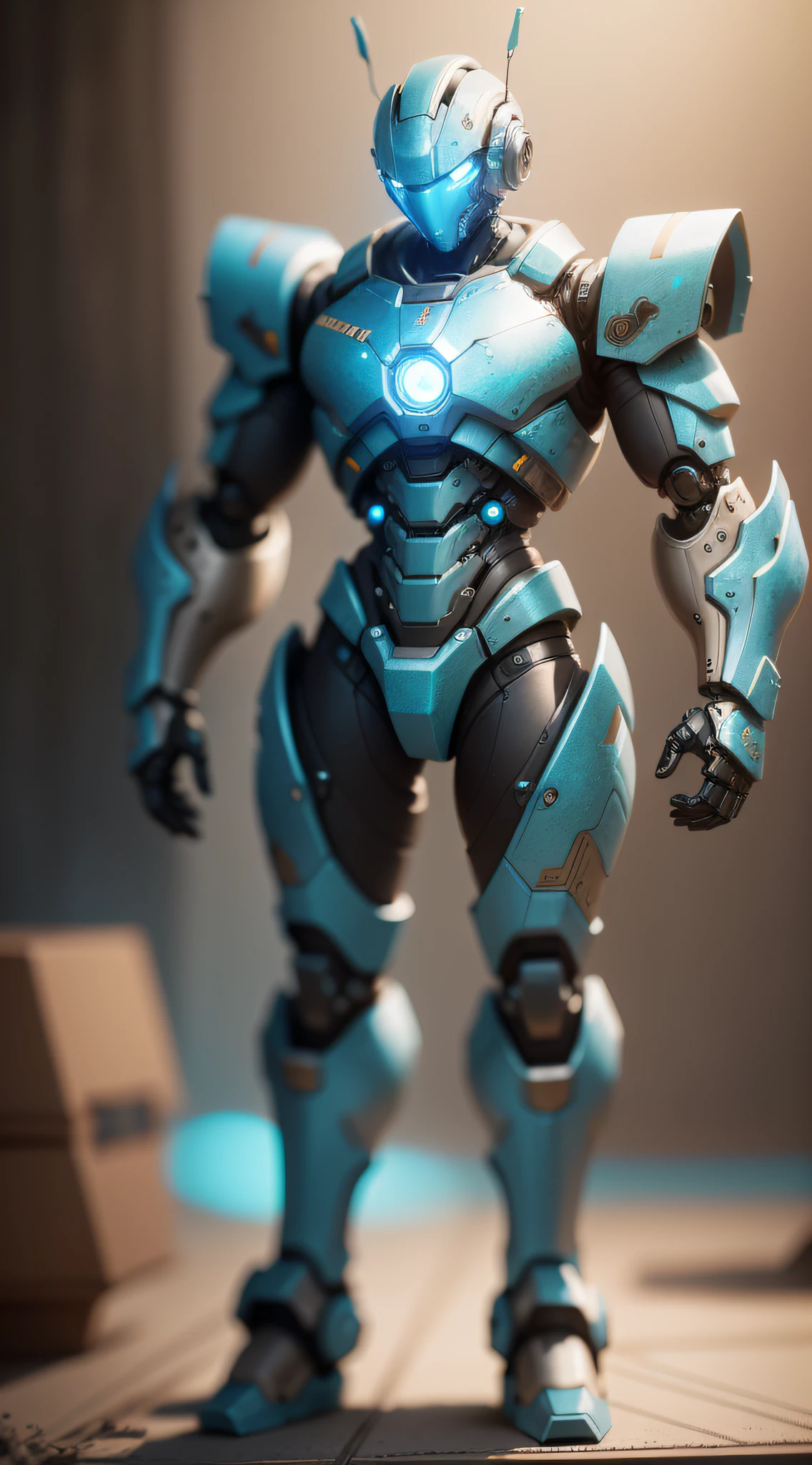 Film, Robot, Intricate Detail Mechanical Parts, Realism, Metallic Paint Texture, Film Shooting, Edge Light, (((Full Body Shooting))), Bokeh, Light Cyan