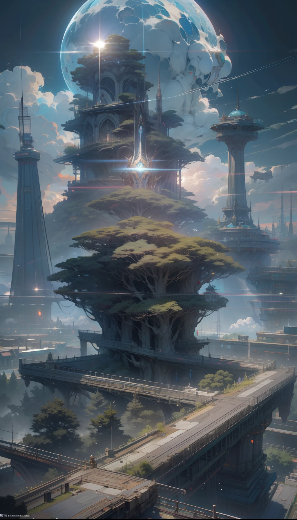 Sky, Clouds, holding_weapon, no_humans, Glow, giant_ trees , cyberpunk_Architecture, "sky, cloud, glowing, big trees , building, cybernetic _trees, tree_mech, sci-fi, cityscape, realistic, mechanical" Science Fiction, Cities, Rendered in Octane, hyper realistic, 8k, epic composition, cinematic, octane render, artstation landscape vista photography by Carr Clifton & Galen Rowell, 16K resolution, Landscape veduta photo by Dustin Lefevre & tdraw, 8k resolution, detailed landscape painting by Ivan Shishkin, DeviantArt, Flickr, rendered in Enscape, Miyazaki, Nausicaa Ghibli, Breath of The Wild,,trending in artstation, cgsociety, 8k post-processing highly detailed,Junji Murakami, Mucha Klimt, Sharandula, Hiroshi Yoshida, Tom Bagshaw, Ross Tran, Artgerm,Craig Mullins,dramatic,Junji Murakami, moody lighting rendered by octane engine,characters 8K symmetrical arstation, cape,cinematic lighting, intricate details, 8k detail post processing, hyperealistic, octane rend, Zdzisław Beksiński style, ar 2:3 Reality Reality --auto --s2