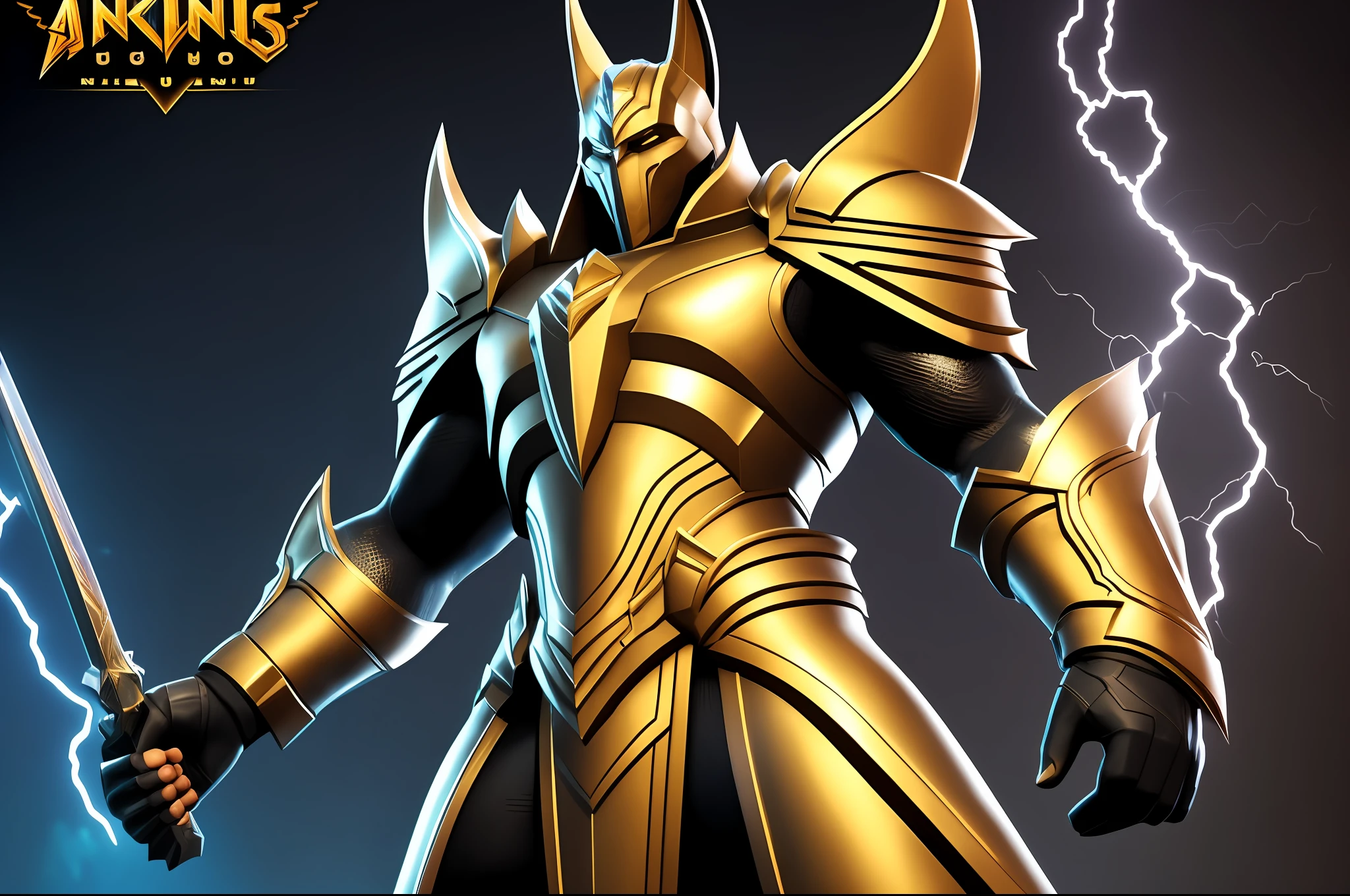 character design sheet of the god Anubis, inspired in a DC Comics costume. In shining armor, raising your hands, controlling lightning and thunder. Epic style, dramatic background, strong, angular lines, sharp contour. (((Artist: Creative Apollo))). 8k resolution, Graphic Engine 5 engine, 3D image dimension. --auto --s2