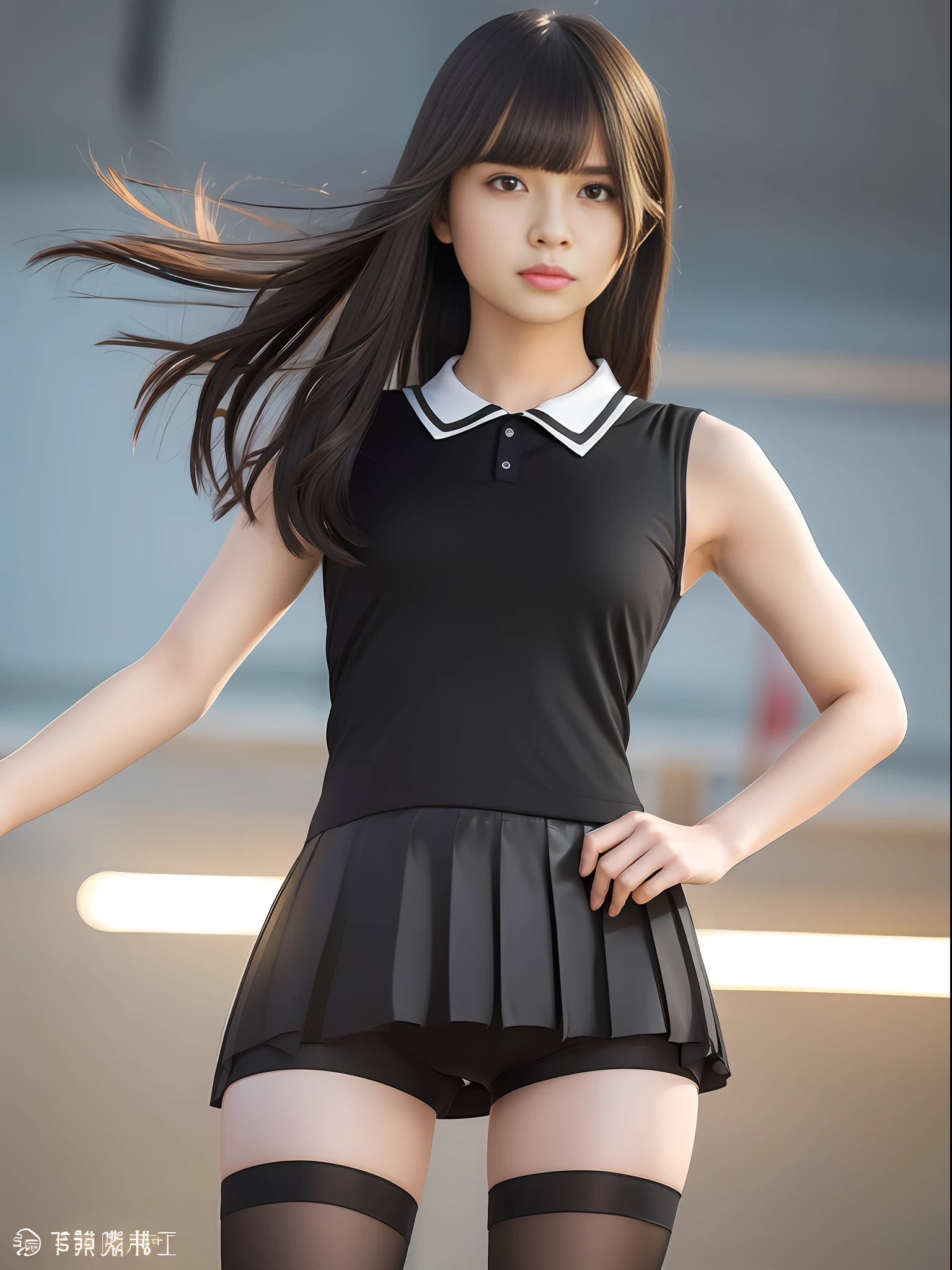 masterpiece, masterpiece, best quality, best quality, real, unity, 8k wallpaper, official art, highly detailed CG Unity 8k wallpaper, ulzzang-6500, (Original: 1.2), (Real: 1.4), mix4, (8k, RAW photos, top quality, masterpiece: 1.27), simple costumes, Red sailor color, skirt, pleated skirt, ((Black spandex shorts:1.37)) Skirt, shorts under skirt, lively girl, (realistic, photorealistic: 1.37), photon mapping, radiosity, one girl, mature, cool, professional lighting, physically based rendering, sitting in a chair, overhead view, hair fluttering in the wind, blurring background, handsome, masterpiece, top quality, high resolution, Top quality photos, high resolution, 1080p, (delicate skin), (clear face), (detailed facial description), (detailed hand description), (masterpiece), (masterpiece), (elaborate CG), (detailed facial features), (highest quality photos), (masterpiece), (detailed eyes),
