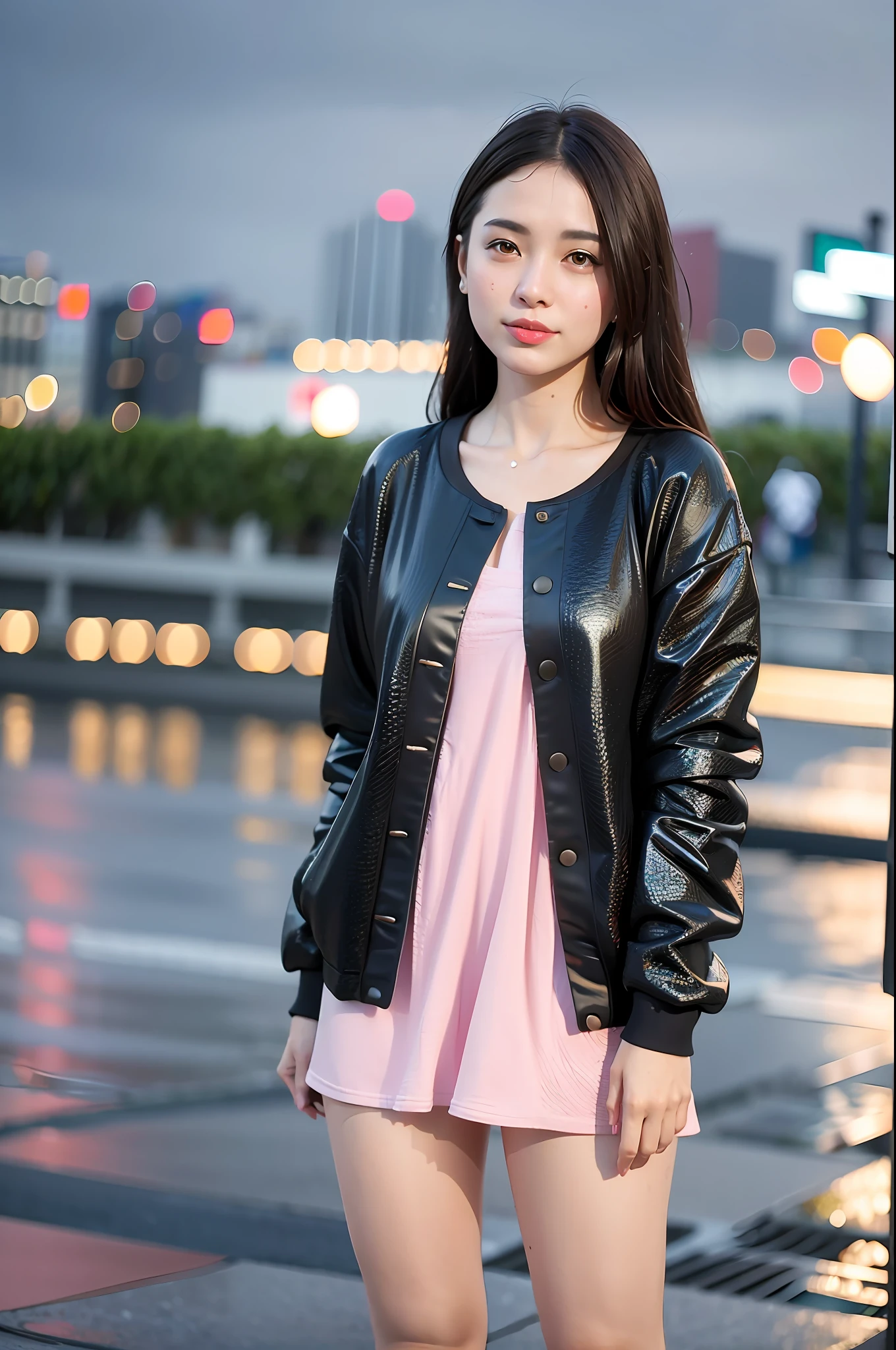 mix4,(8k, RAW photo, best quality, master:1.2), (realistic, photo-realistic:1.37),1girl,cute,cityscape,night,rain,wet,professional lighting,photon mapping,radiosity,physically-based rendering ,身材丰满