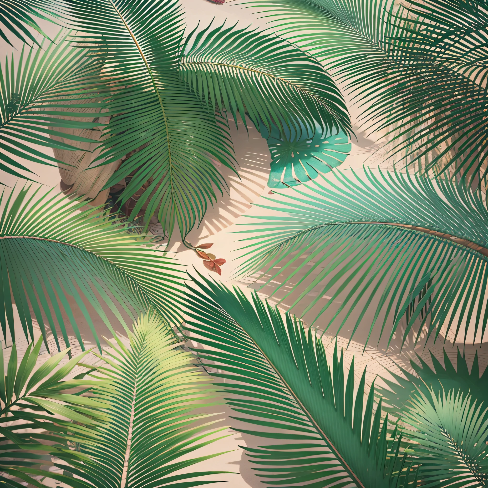 Seamless tropical pattern with palm trees. stock illustration --auto --s2