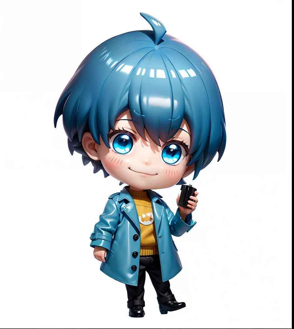 a close up of a toy figure of a person with blue hair, style as nendoroid, live2d virtual youtuber model, q posket, highly detailed character, stylized anime, water color nendoroid, nendoroid 3 d, anime styled 3d, good smile company anime style, nendroid, 2 d anime style