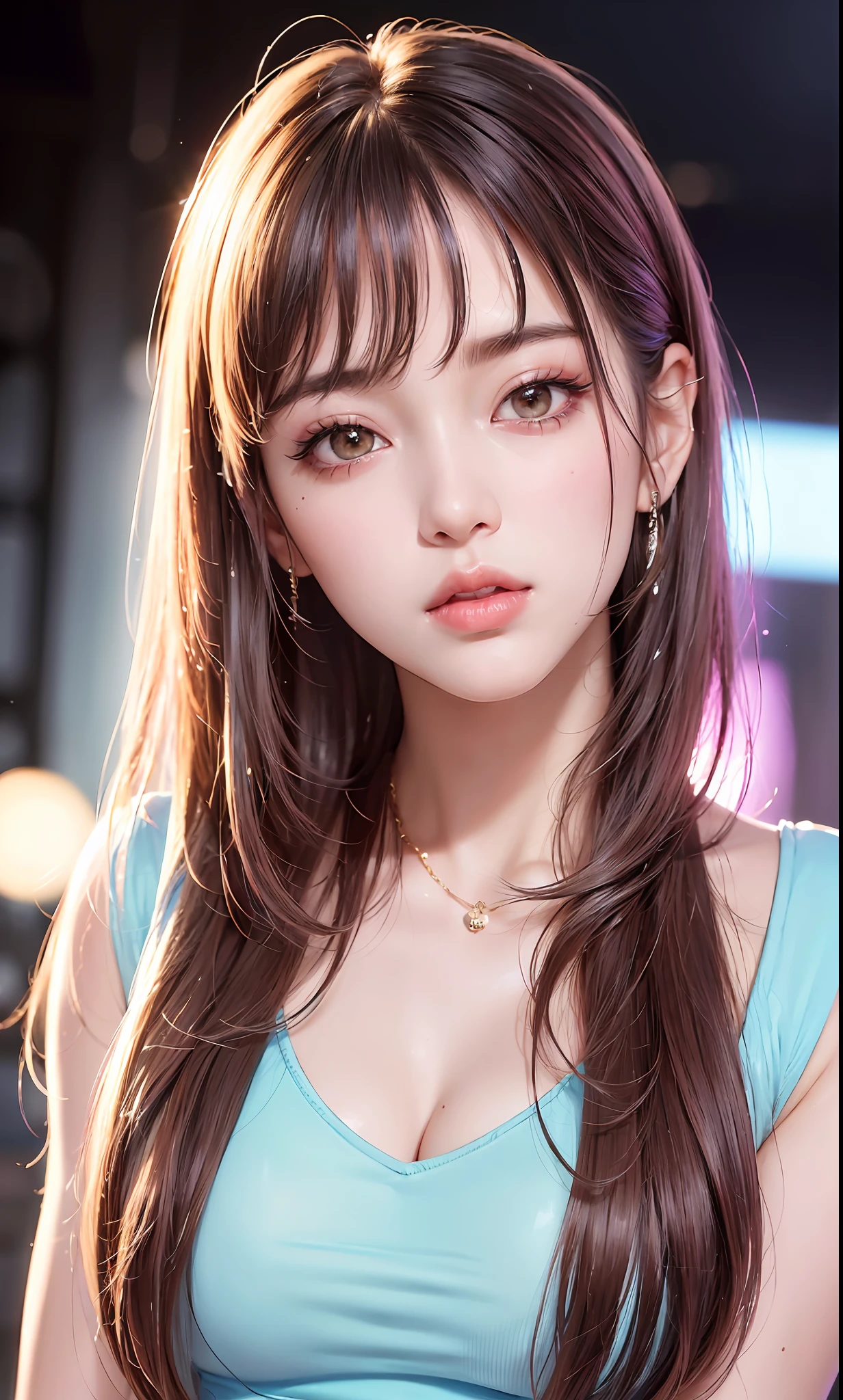 (8k, RAW photo, photorealistic:1.25) ,( lipgloss, eyelashes, gloss-face, glossy skin, best quality, ultra highres, depth of field, chromatic aberration, caustics, Broad lighting, natural shading, Kpop idol) looking at the audience With serenity and goddess-like bliss,