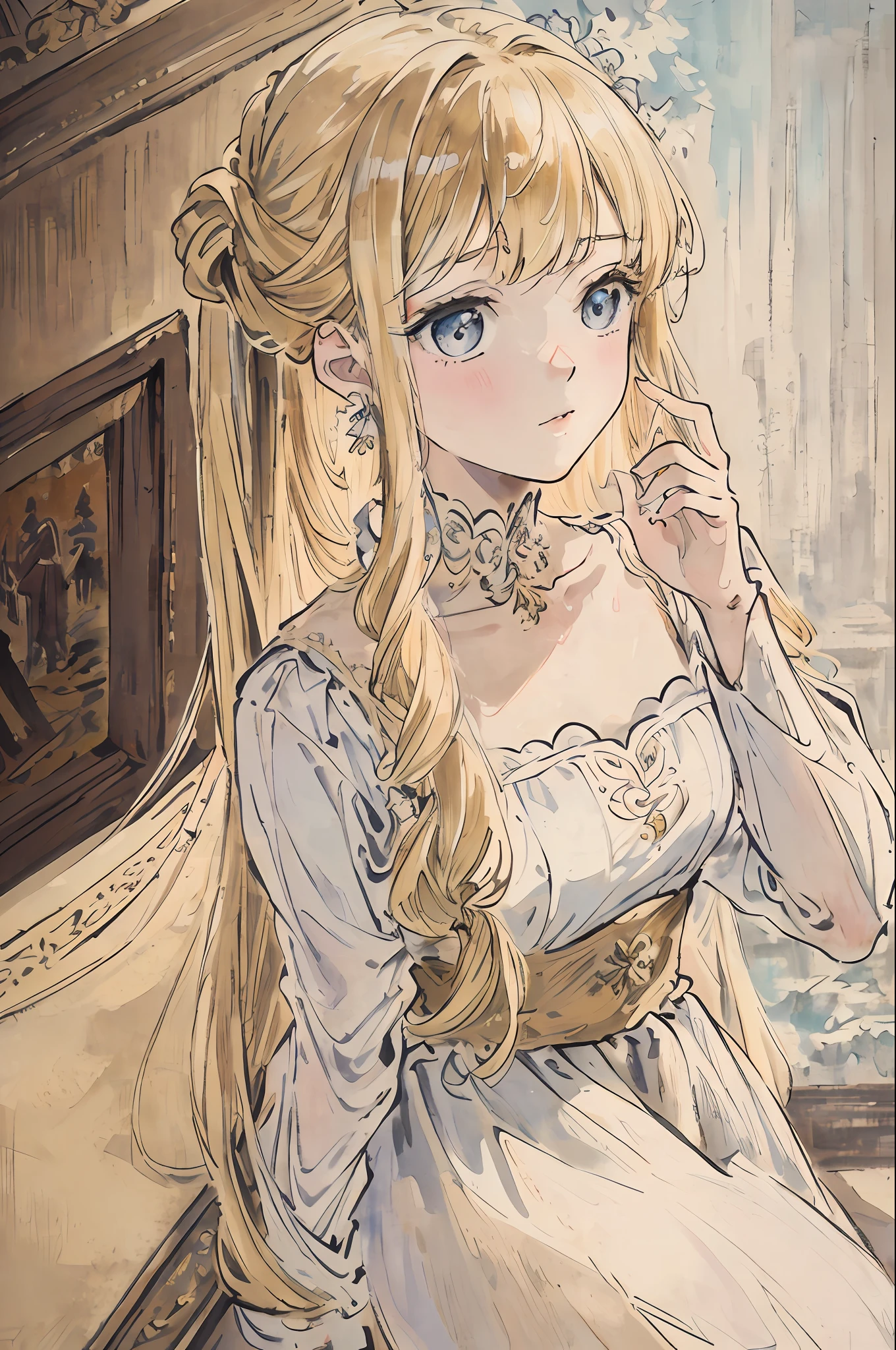 masterpiece, best quality, an extremely delicate and beautiful girl,an extremely delicate and beautiful, world masterpiece theater, ultra-detailed, highly detailed, best quality, blonde hair, highres, extremely detailed,1girl, best quality, illustration, looking at viewer, impasto, canvas, oil painting, realistic, realist ,real,
