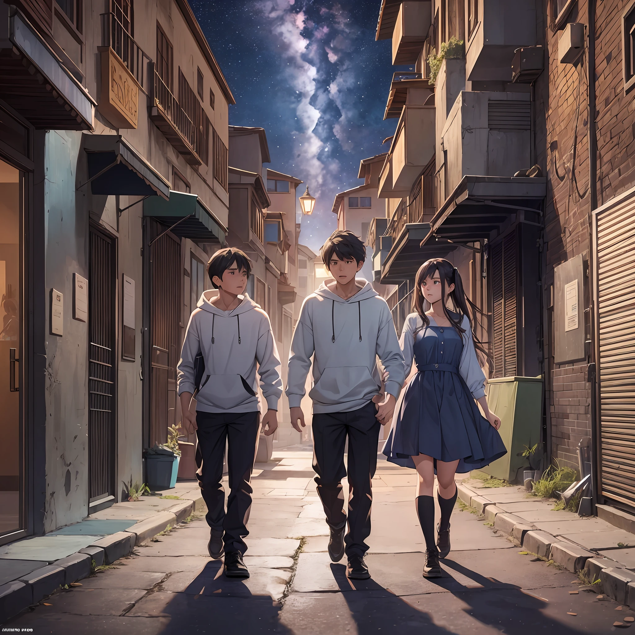 Scene 1: Young people walk alone on a desolate street, carrying a heavy burden.
Scene Two: Suddenly, he hears a scream and turns his head to see a girl being bullied by a group of bullies.
Scenario Three: He rushes up without hesitation, defeats the bully and saves the girl.
Scene Four: The girl looks at the young man gratefully, and the eyes of the two meet, full of endless warmth.
Scene 5: From that day on, the young man's life has a new direction, and he begins to fight for his dreams.
Scene 6: The young man meets the girl in an alley, and the two become friends.
Scene 7: The two spend countless good times together.
Scenario 8: Young people and girls face challenges together, growing and improving.
Scene 9: Young people and girls enjoy the night starry sky, enjoying each other's company and warmth.
Scene 10: In the end, the young man realizes his dream, and he lives happily with the girl. --auto --s2