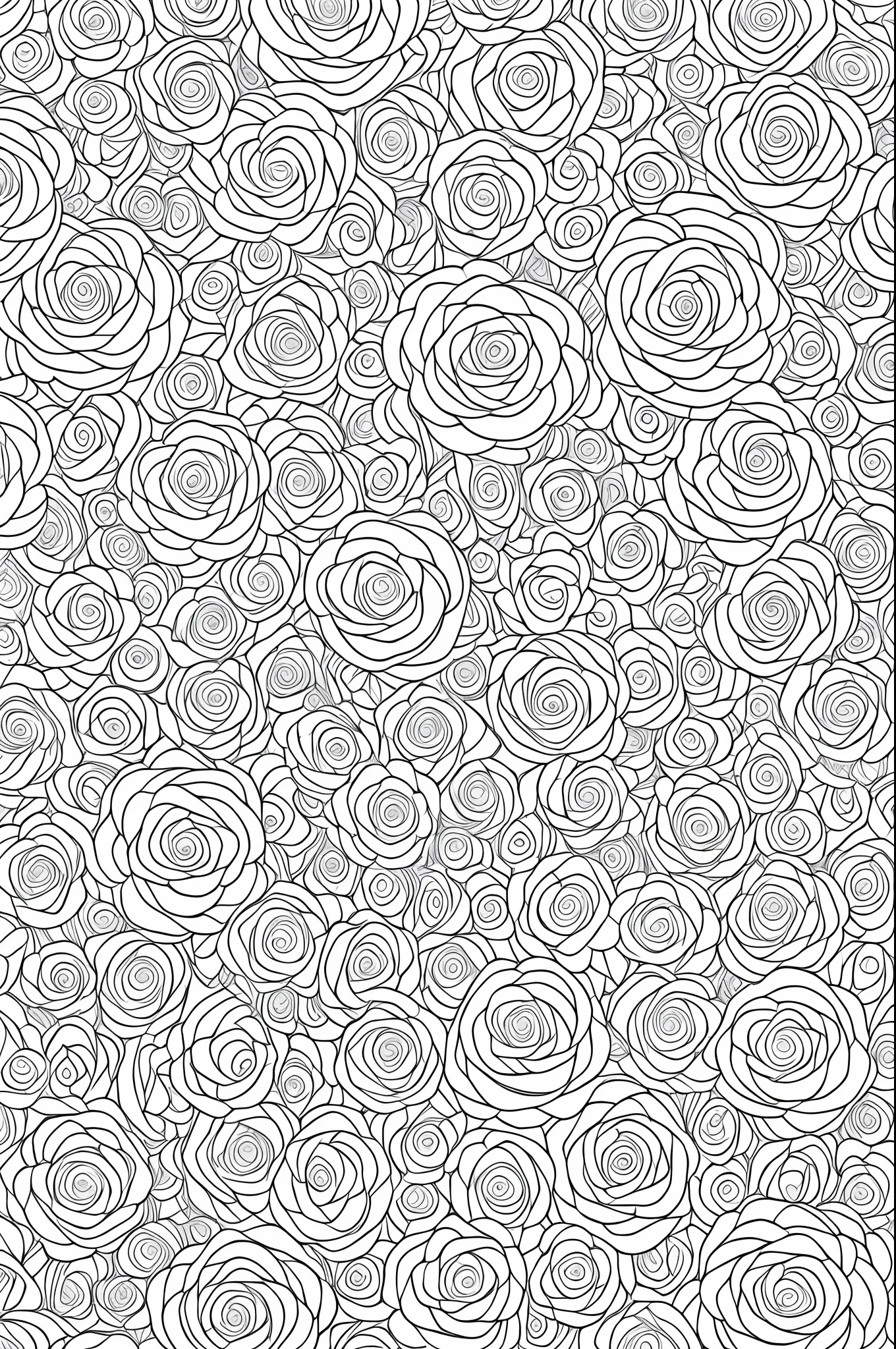 Coloring page, crown with roses around