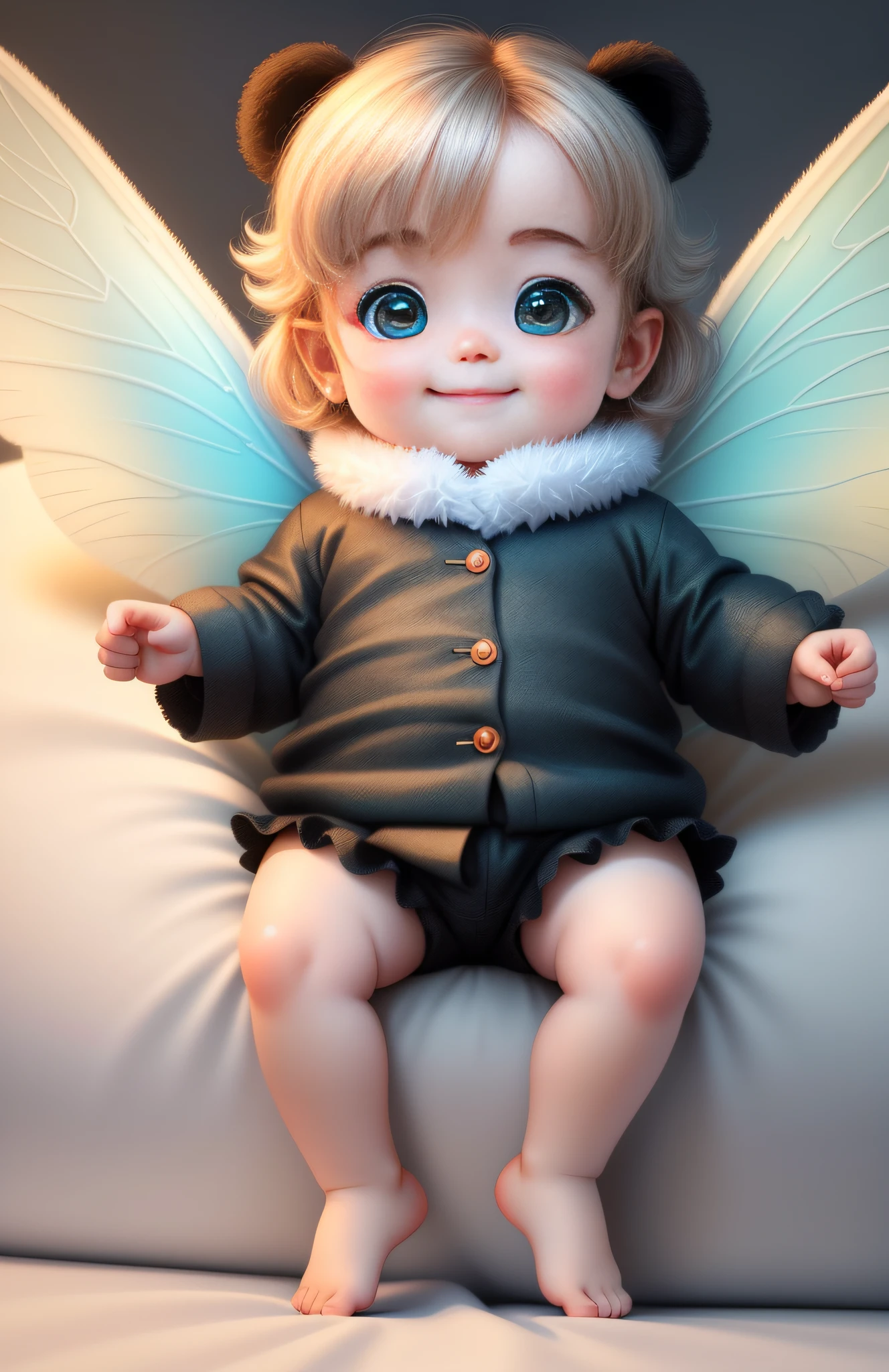 (masterpiece), (best quality), (ultra-detailed), (full body:1.2), Super cute, Baby, Pixar, Baby panda in pajamas, Big bright eyes, Fluffy, Smile, Delicate and fine, Fairy tales, Incredibly high detailed, Pixar style, Bright color palette, Natural light, Simple background with pure color, Octane render, Trending on Artstation, Gorgeous, Ultra wide angle, 8k, HD, Realistic