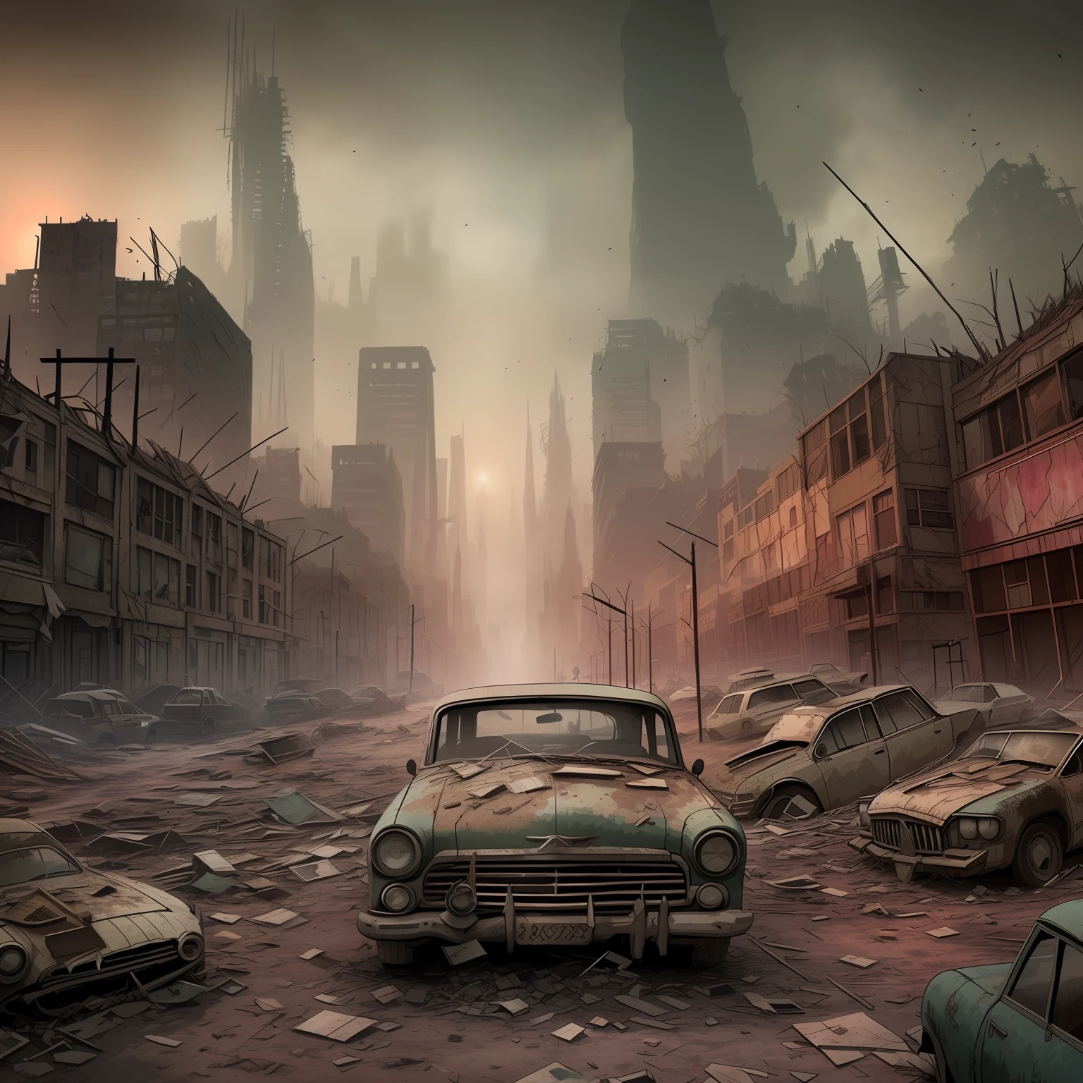 post apocalypse ruined city without humans